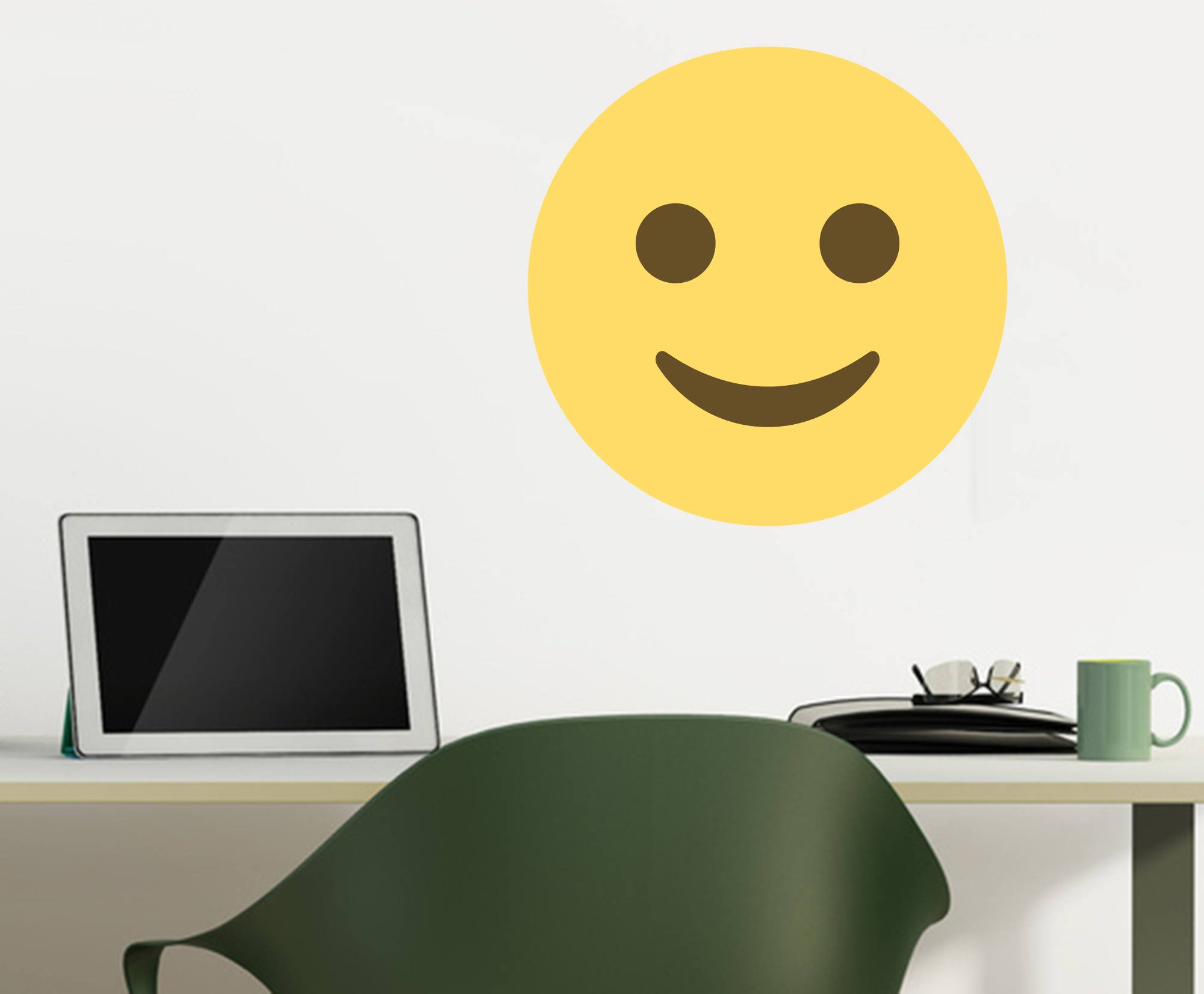 Emoji One Peel & Stick Wall Decal - Slightly Smiling Face (12x12 Inch) - Fun Room Decor for Kids Bedroom, Nursery, Classroom & Office