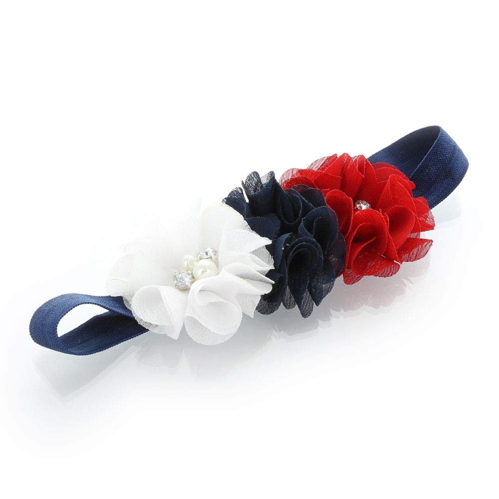 Lello Flower Headbands for Baby Girls & Toddlers - Stretchy Elastic Fabric Hairbands with Beads - Perfect for Parties, Photos & Everyday Wear