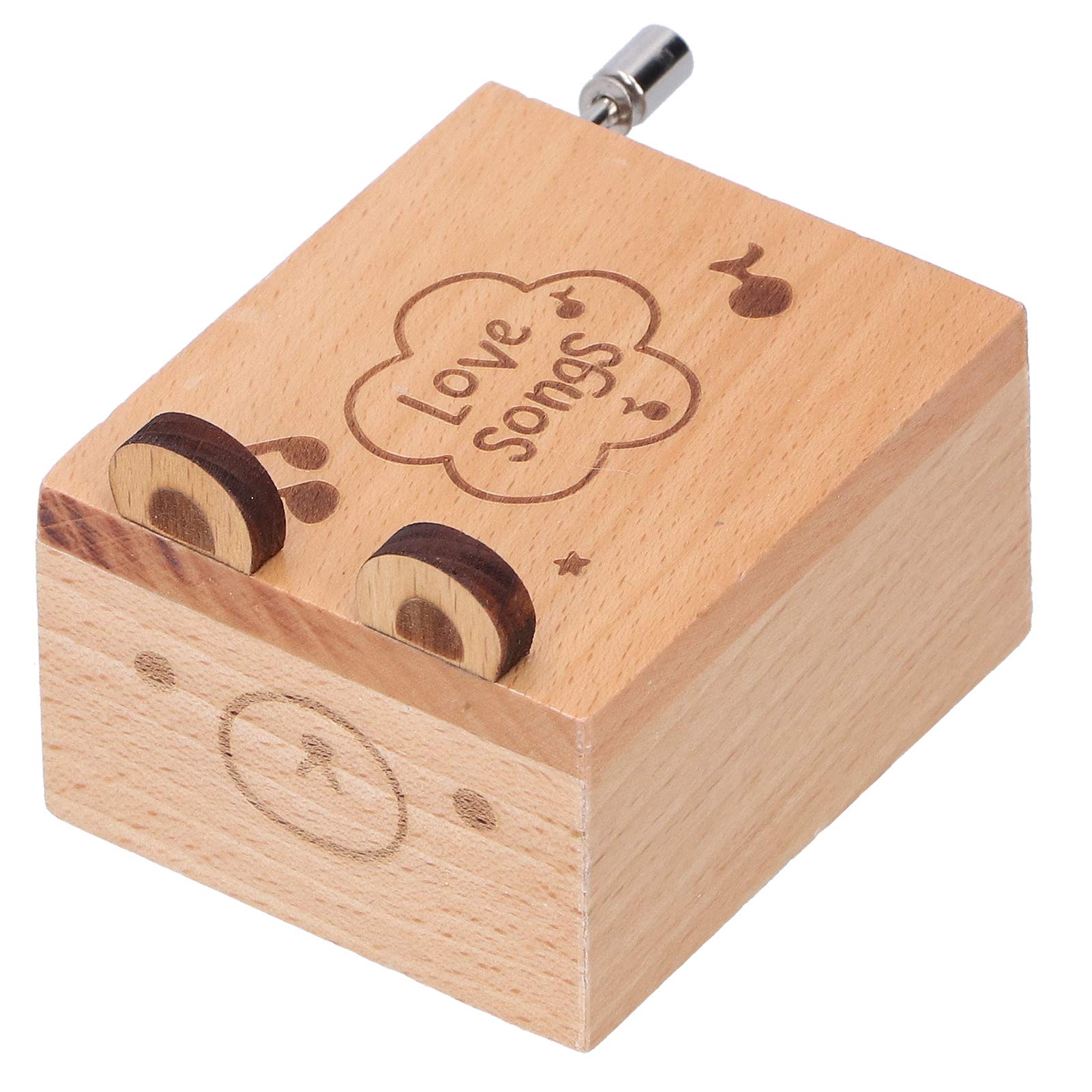 Vintage Cartoon Animal Hand Crank Music Box - SWOQ Bear-Shaped Musical Gift Box for Women & Kids | Durable Wooden Music Player for Birthday, Christmas, Home Decor & Nursery Room Ambiance