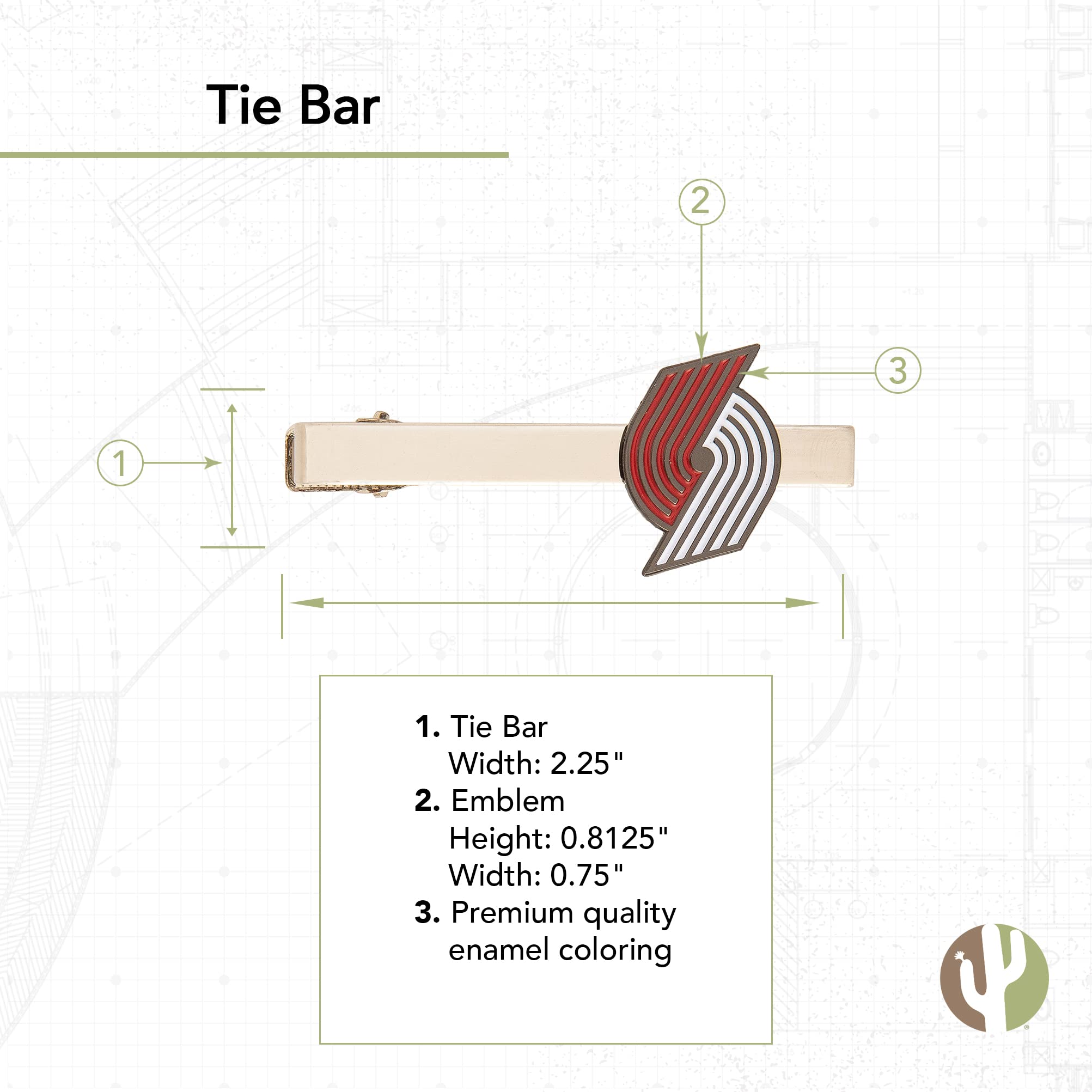 Portland Trail Blazers NBA Tie Bar - Desert Cactus Design Basketball Tie Clip for Men | Perfect for Office, Business Meetings & Formal Events