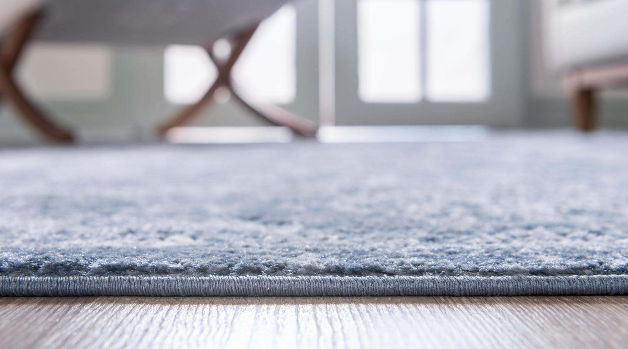 Premium 8x8 Ft Blue Low-Pile Area Rug - Oregon Collection for Living Room, Bedroom & Entryway - Soft Modern Floor Carpet for Home Decor
