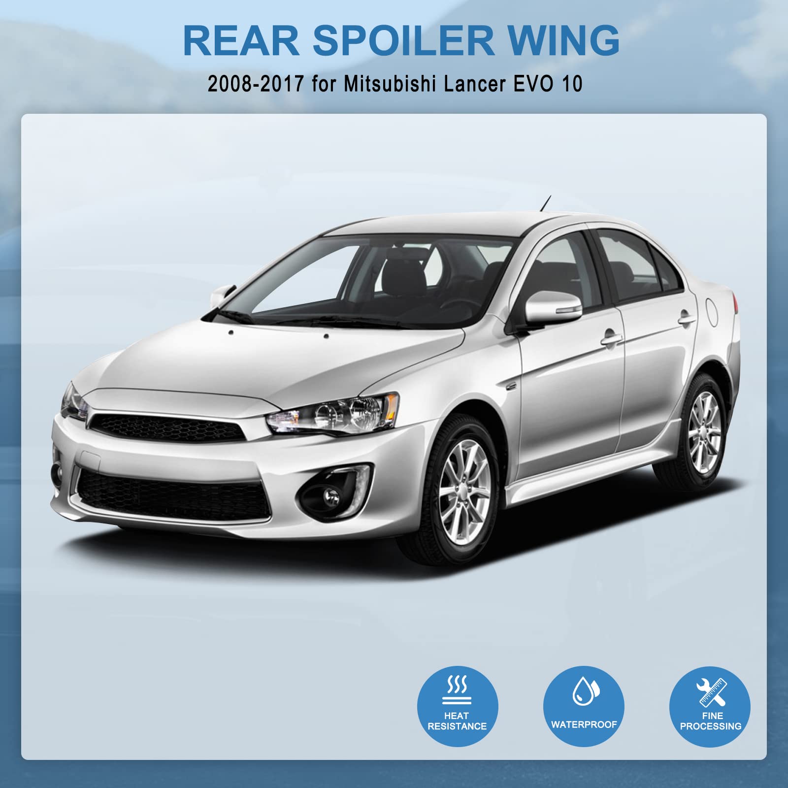 ABS Rear Trunk Lip Spoiler for 2008-2017 Mitsubishi Lancer EVO X - Matte Black Boot Wing Spoiler - Enhances Aerodynamics & Sporty Look for Street Racing & Car Shows