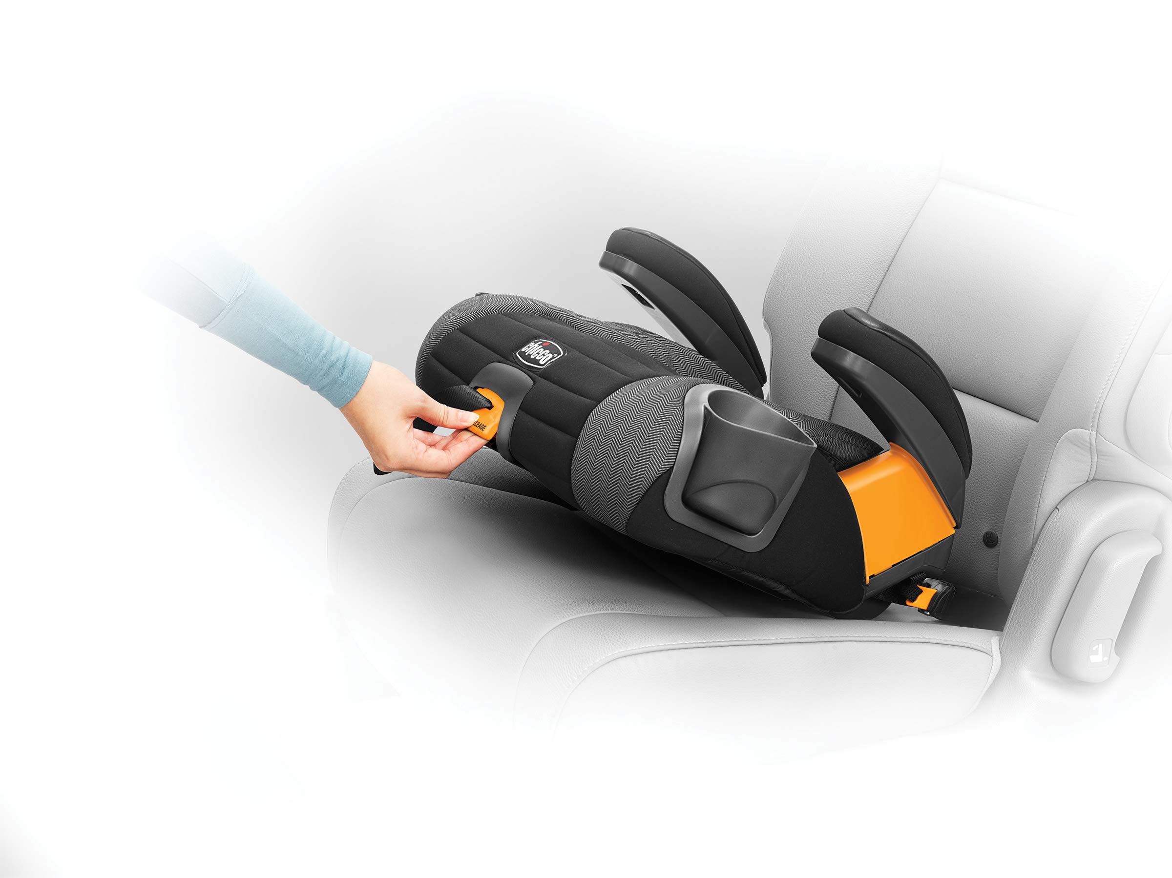 Chicco GoFit Plus Backless Booster Car Seat with LATCH Attachment - Lightweight Travel Booster for Kids 40-110 lbs (Avenue/Black & Charcoal Grey) | Perfect for Road Trips, School Carpool & Everyday Use