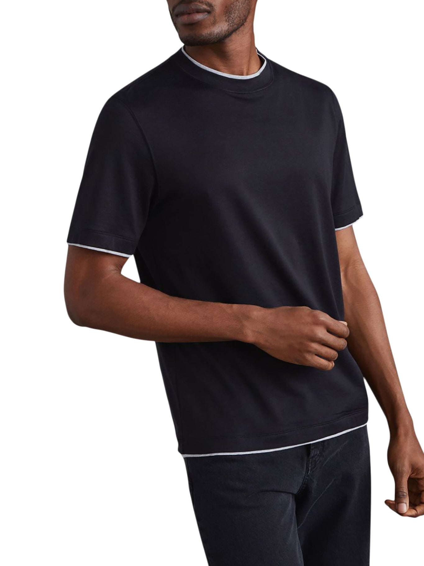 Stylish Contrast Trim Jersey T-Shirt for Men & Women - Comfortable Casual Wear for Everyday Outfits & Layering