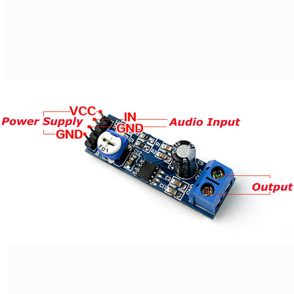6pcs LM386 Audio Power Amplifier Module - 200x Gain Mini Mono Amp Board with 10K Adjustable Resistance (5V-12V Input) - Perfect for DIY Guitar Amps, Portable Speakers & Electronics Projects