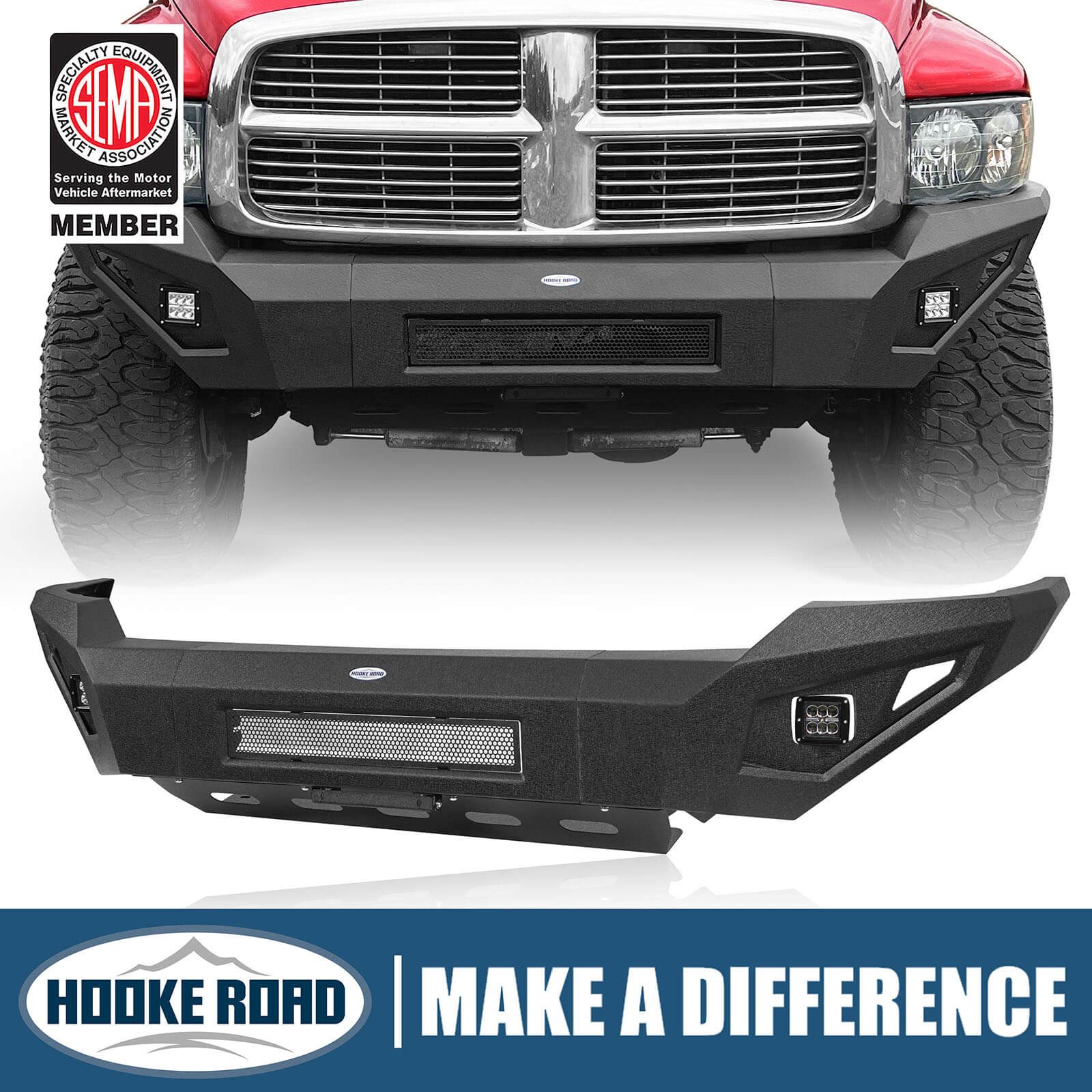 2003-2005 Dodge Ram 2500 3500 Heavy Duty Front Bumper with Skid Plate Replacement - Hooke Road - Off-Road Protection & Truck Accessories for Adventure & Work