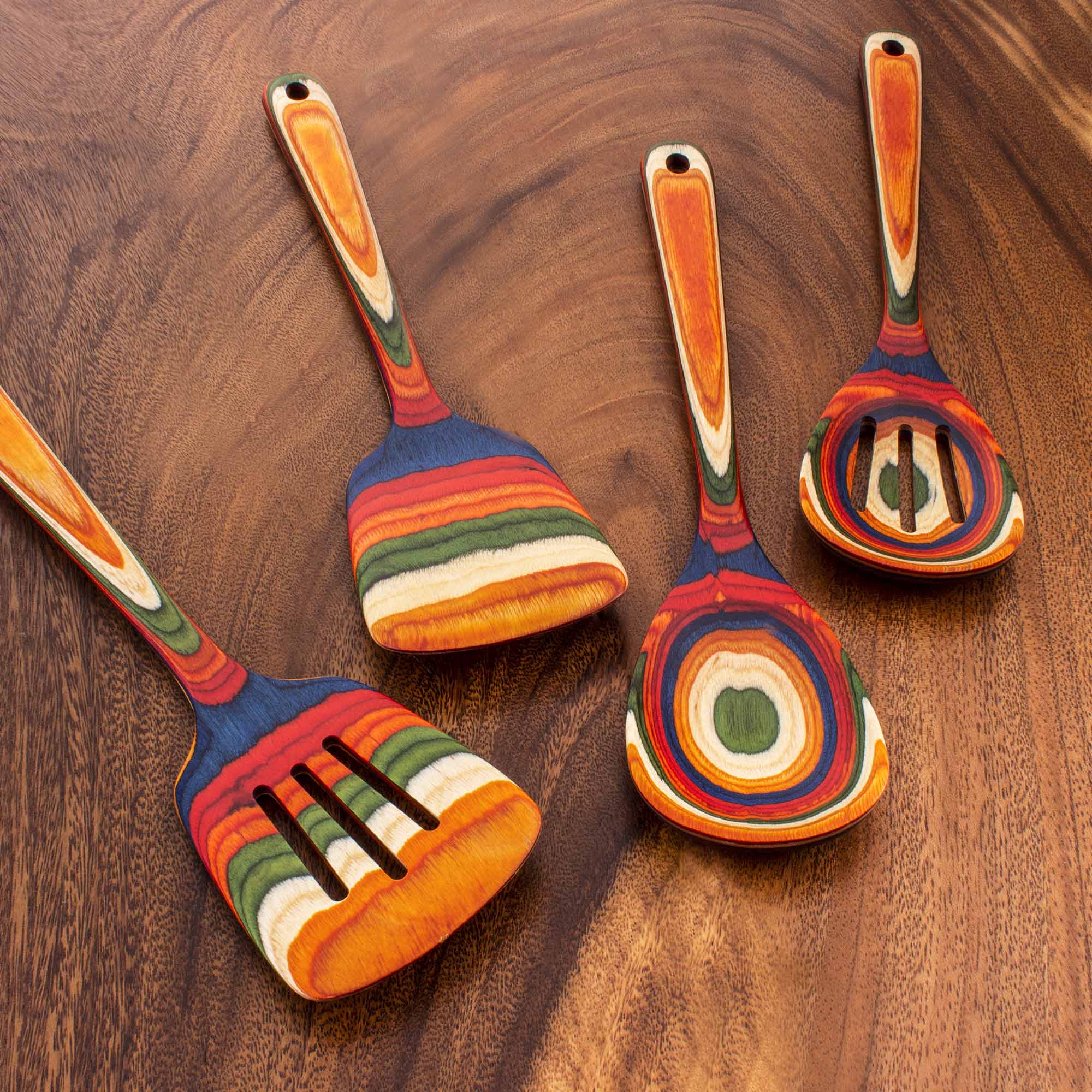 Baltique® Marrakesh Collection 4-Piece Cooking Utensil Set - Wooden Spoons, Spatula & More for Non-Stick Cookware - Perfect for Baking, Frying & Everyday Kitchen Use