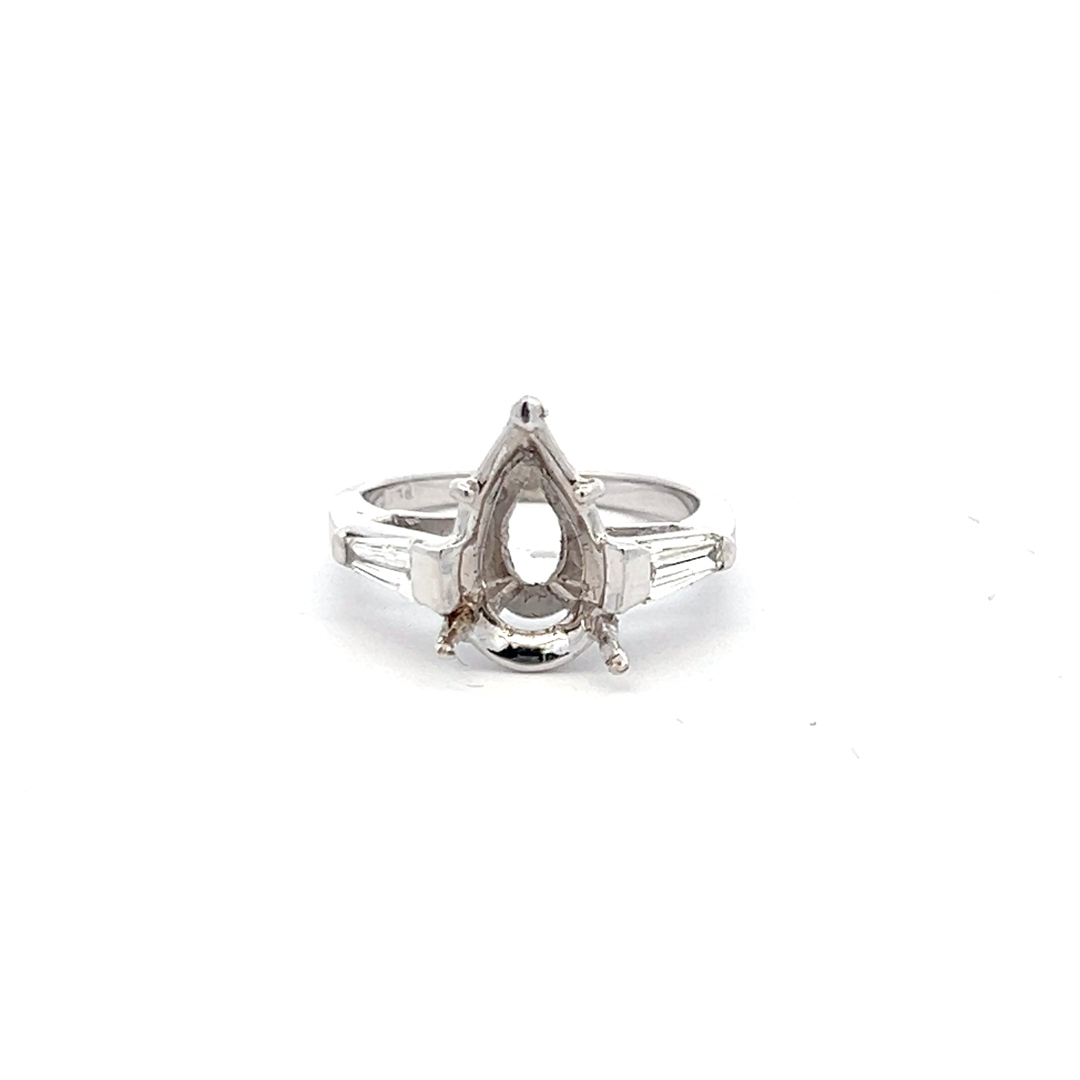 0.65 Carat Tapered Baguette I VS1 Diamond Platinum Semi Mount Ring - Elegant Engagement & Wedding Band for Women