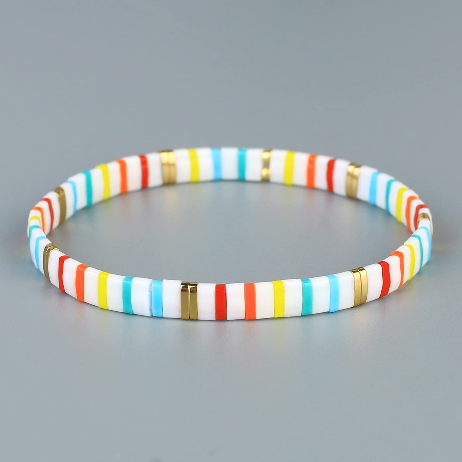 KELITCH Women's Flexible Stretch Bracelets - Handmade Boho Beaded Bracelet with Miyuki Tila Beads | Adjustable Fashion Jewelry for Women | Perfect Gift for Birthday, Party & Everyday Wear