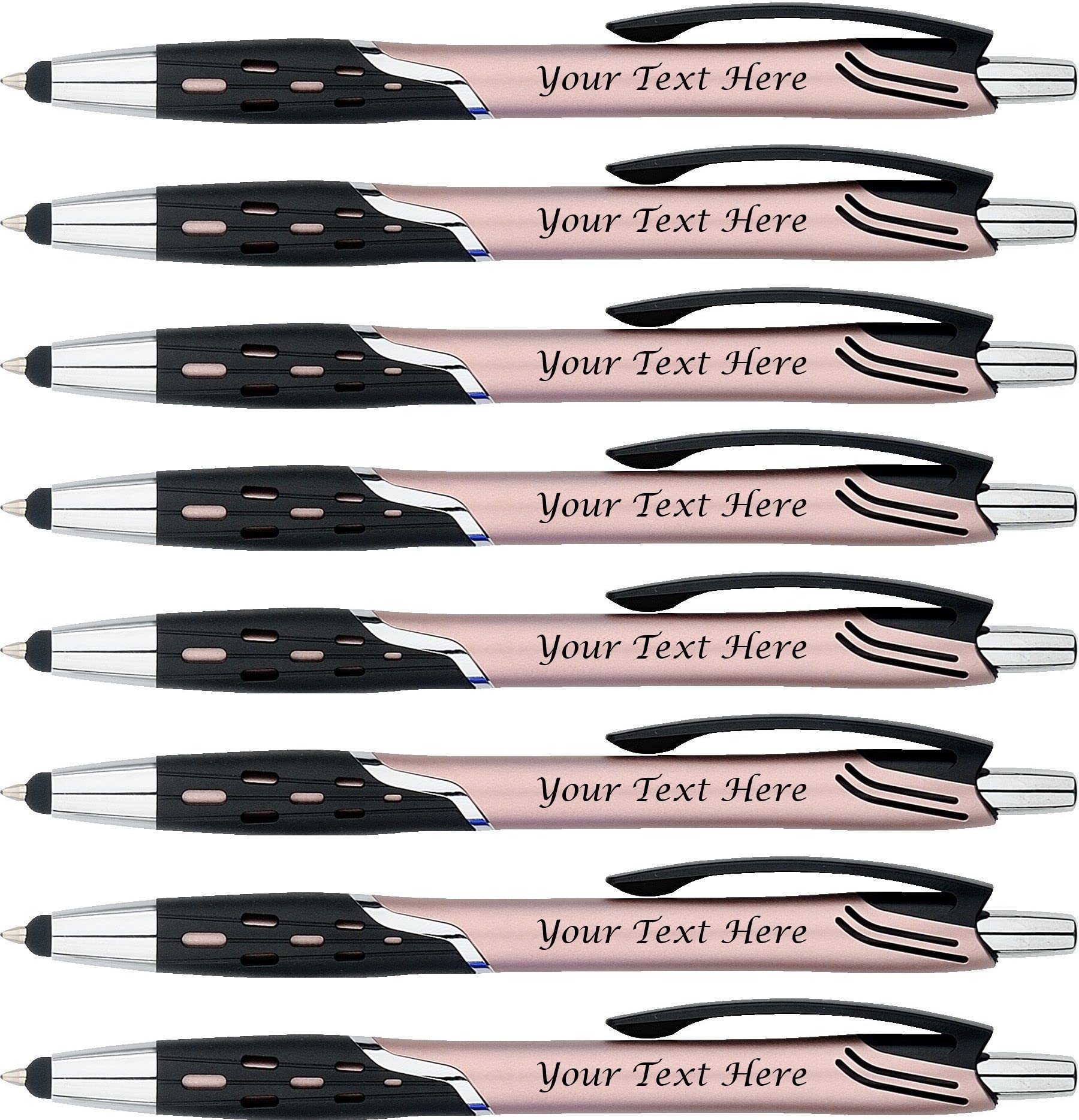 Custom Logo Pens Bulk 250 Pack - Dual Tip Stylus & Ballpoint Pen for Touchscreens - Premium Rose Gold with Black Ink - Perfect for Corporate Gifts, Business Promotions, Weddings & Events