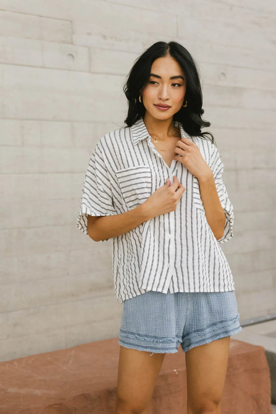 Francine Striped Button Up Shirt for Women - Casual & Office Wear - Final Sale | Perfect for Work, Dates & Everyday Outfits