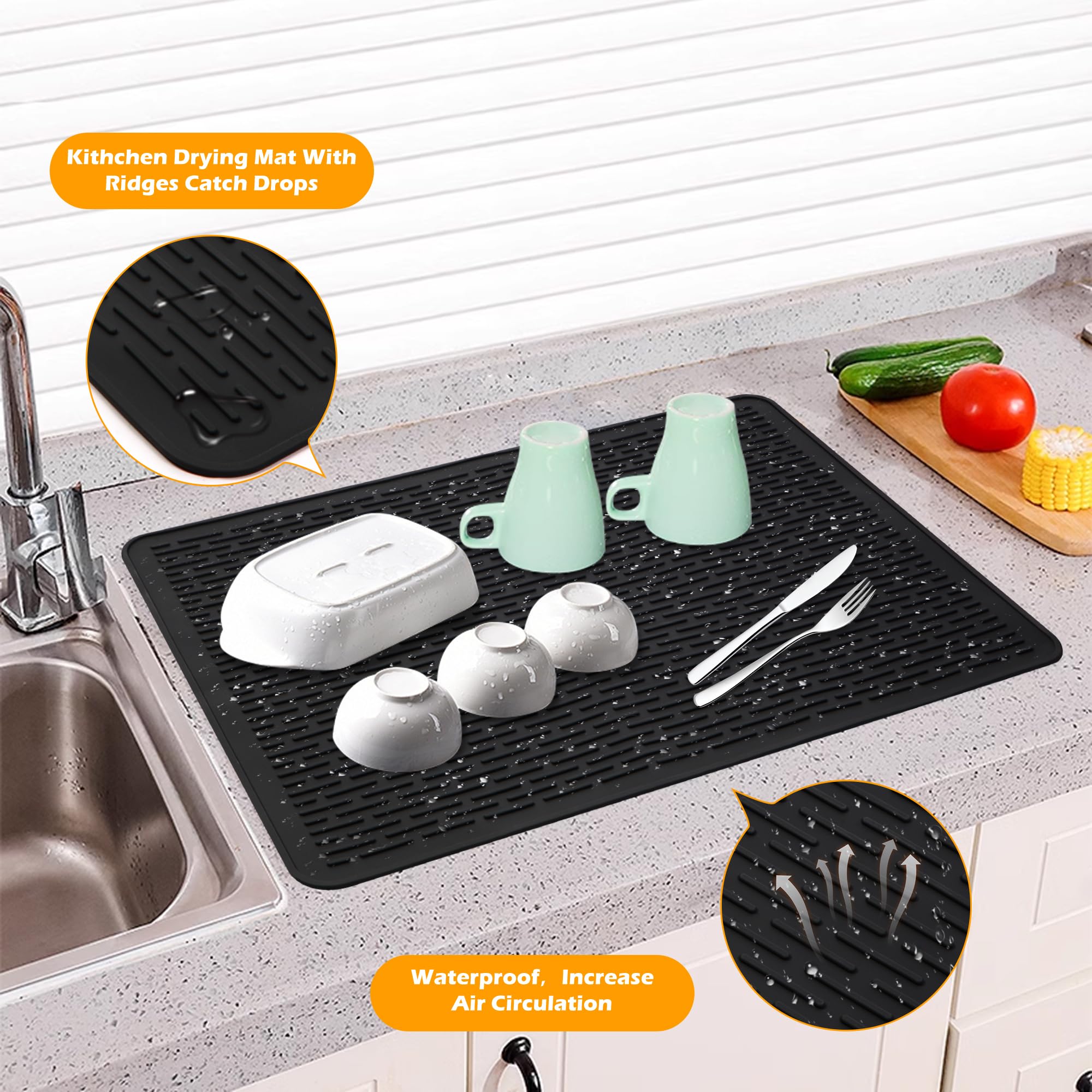 Heat Resistant Electric Stove Top Covers - No Crease Ceramic Glass Induction Cooktop Protector for RV, Oven & Kitchen Appliances | XL Dish Drying Mat | Perfect for Camping, RV Trips & Home Kitchen Use - Black
