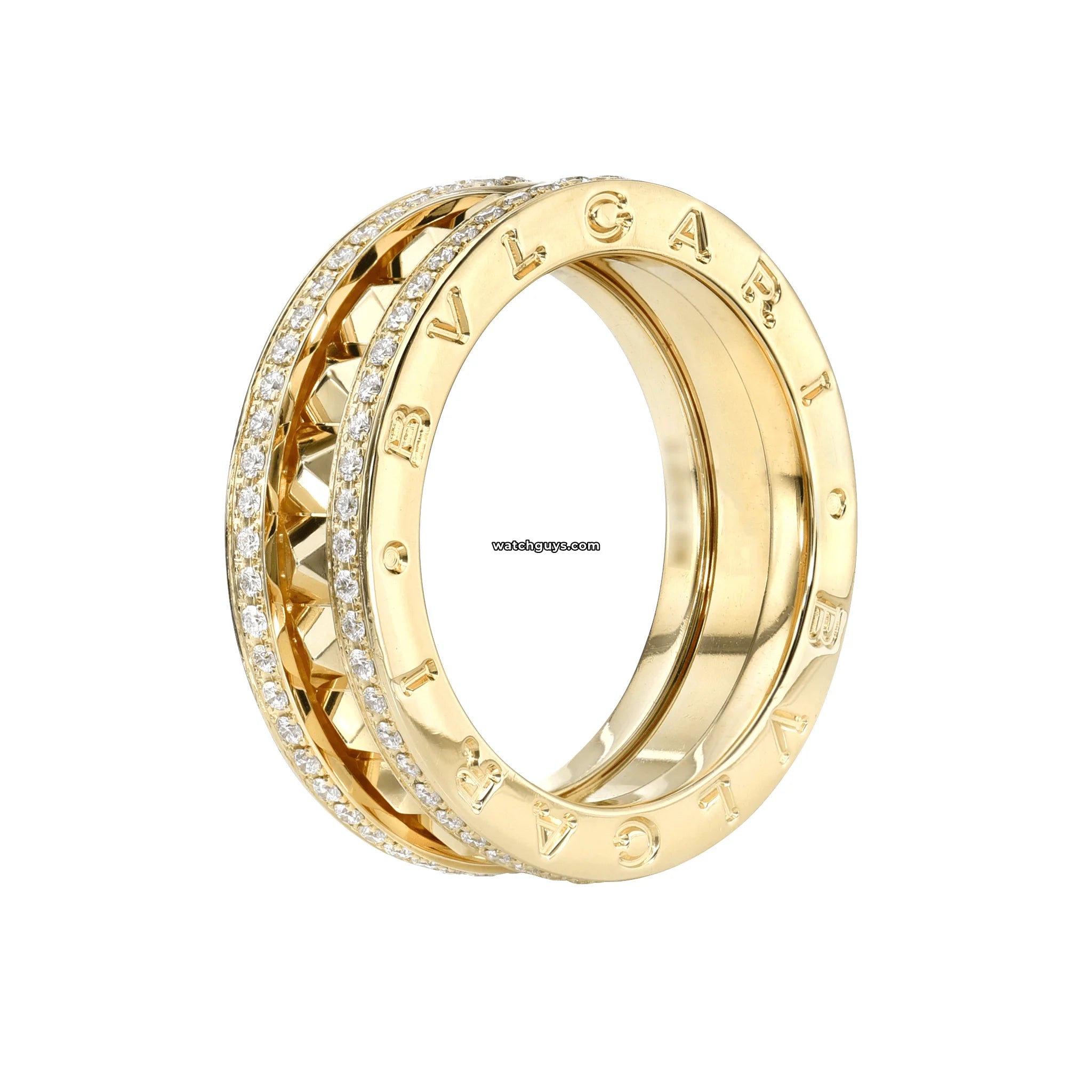 Bvlgari B.Zero1 Rock Diamond Yellow Gold Ring for Women - Luxury 18K Gold Fashion Jewelry Gift for Anniversary, Valentine's Day & Special Occasions