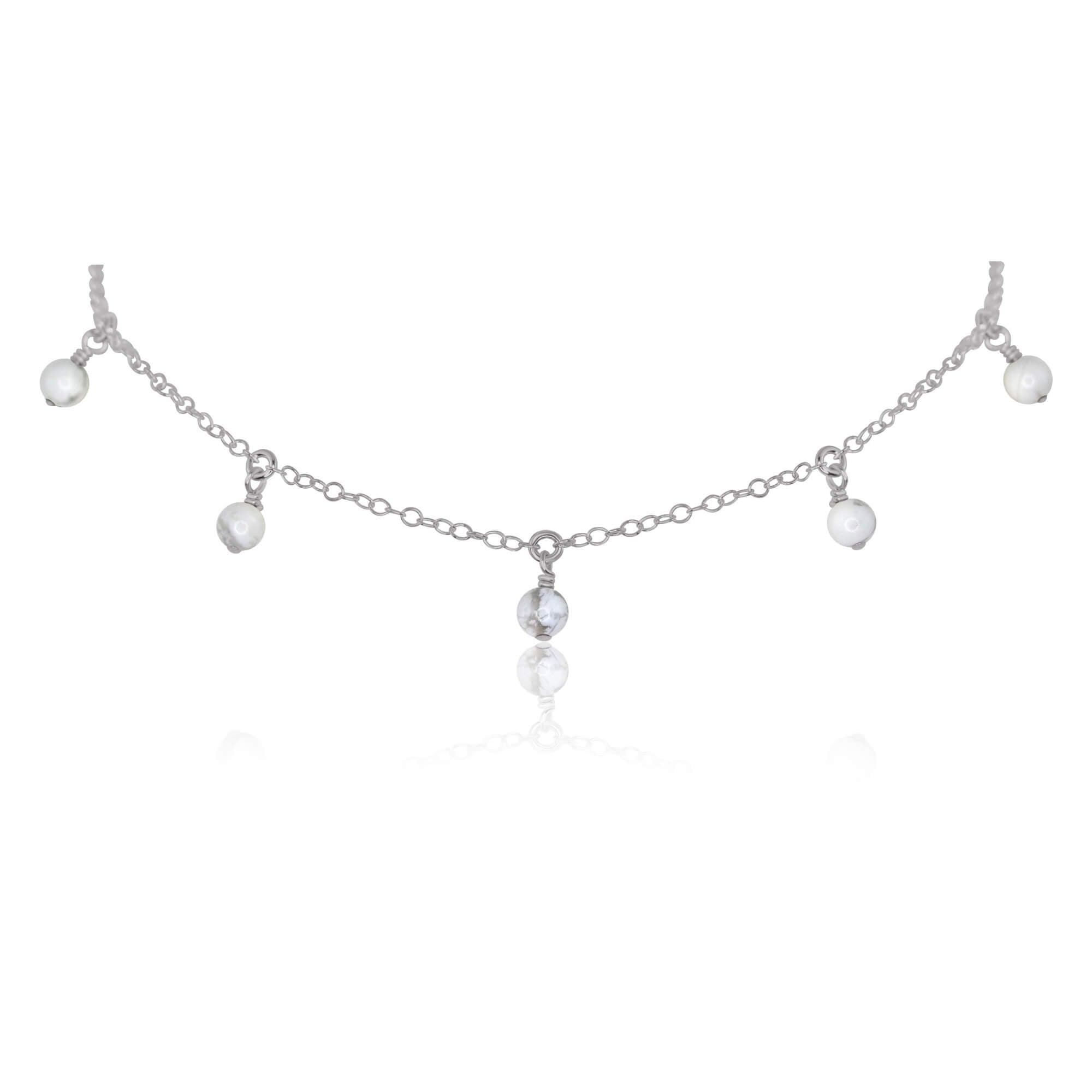 White Howlite Bead Drop Choker Necklace - Natural Stone Jewelry for Women, Boho Style Layering Piece | Perfect for Yoga, Meditation & Spiritual Healing