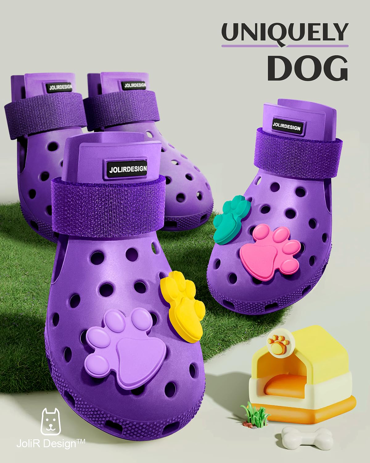 Non-Slip Waterproof Dog Boots for Hot Pavement & Snow - Paw Protectors for Small Medium Large Dogs | Easy On/Off, Durable & Easy-Clean Dog Shoes for Beach, Hiking & Winter Walks (Purple, Medium)