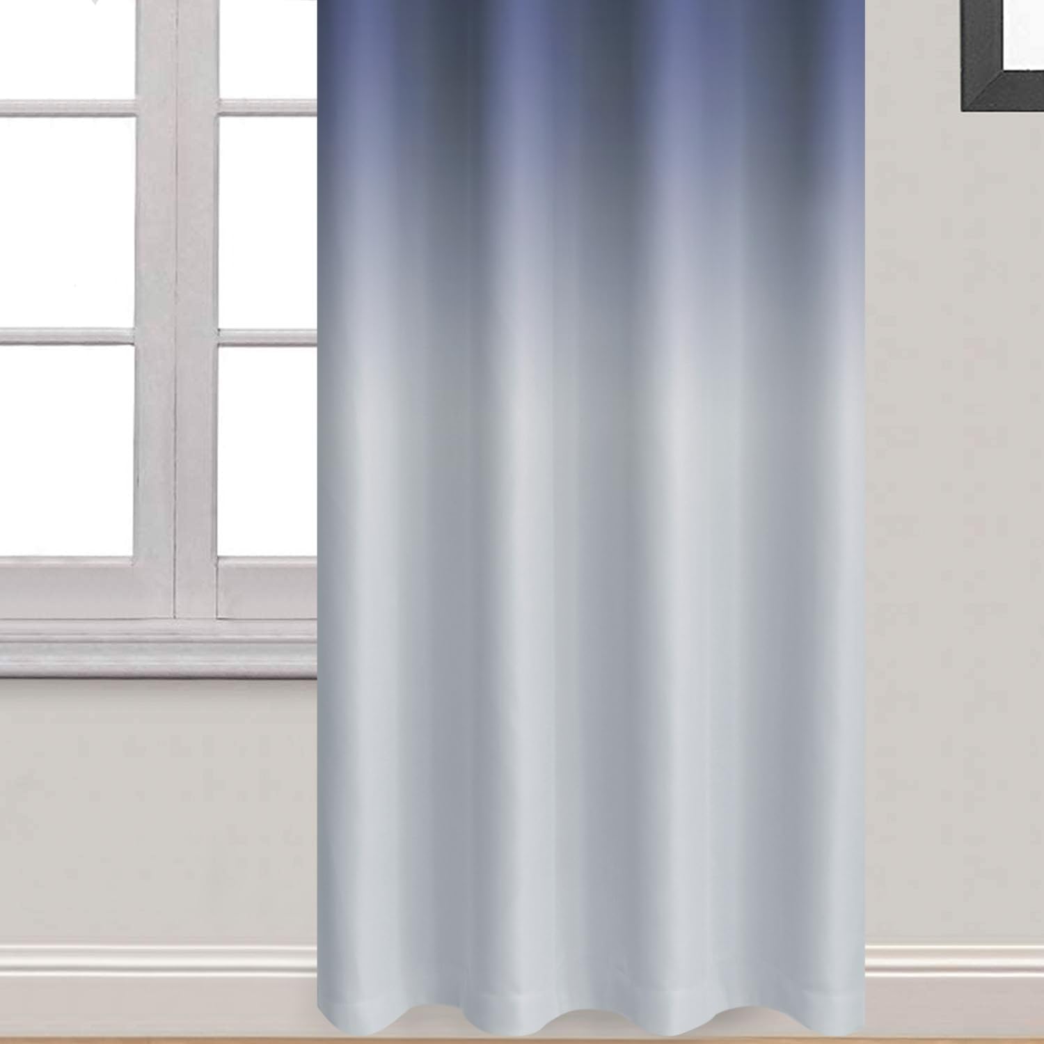 Yakamok Ombre Blackout Curtains - Light Blocking Grommet Window Drapes for Bedroom, Gradient Room Darkening Curtain Panels (Blue & Greyish White, 52x96 Inches, 2 Panels) - Perfect for Nursery, Living Room & Home Theater