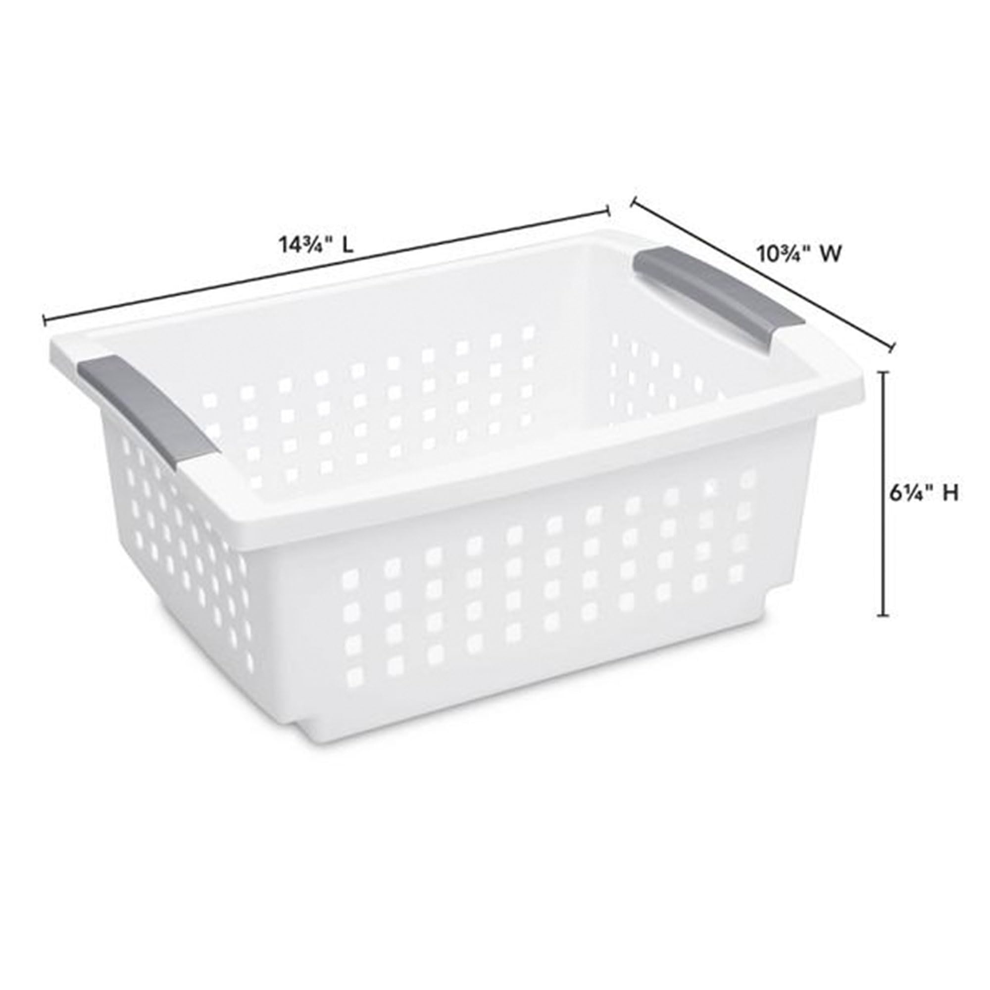 Sterilite Medium White Stackable Storage Bins with Flip-Down Accent Rails - 20 Pack for Home, Office, and Closet Organization