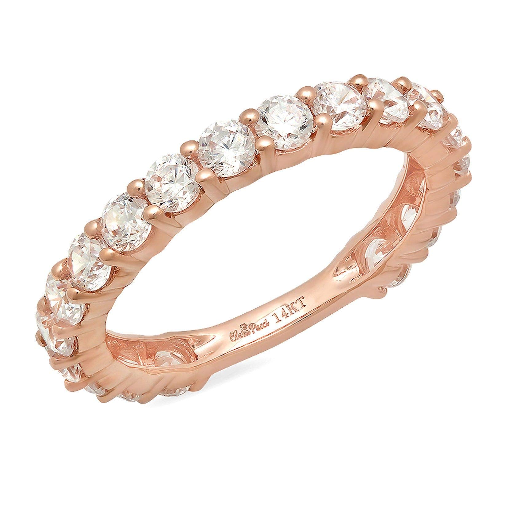 1.52ct Round Brilliant Cut Genuine Cultured Diamond Ring - VS1-VS2 Clarity, I-J Color, 18K Rose Gold Eternity Band | Art Deco Wedding Ring, Engagement Ring, Promise Ring for Women | Perfect for Proposals, Anniversaries & Special Occasions