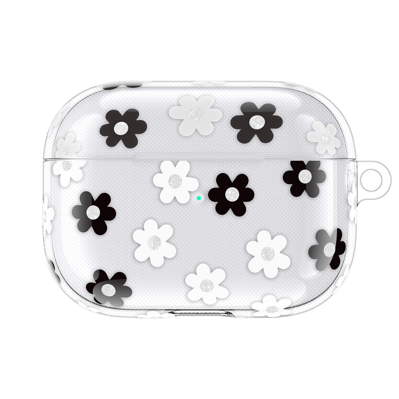 AirPods Pro Case - Clear Cute Shockproof TPU Gel Cover with Keychain & Clip for AirPods Pro Charging Case (Floral Design) - Perfect for Gym, Travel & Everyday Protection