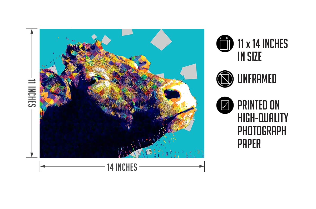 Vibrant Cow Wall Art - Farmhouse Decor for Kitchen & Living Room