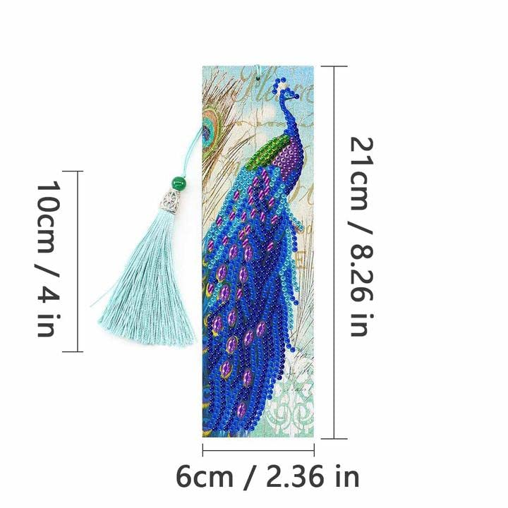4-Piece 5D Diamond Painting Bookmark Set - Peacock Rhinestone Beaded Bookmarks with Tassel & Tools | DIY Craft Gifts for Readers, Book Lovers, Students & Teachers | Perfect for Reading, Journals, Bible Study & Book Clubs