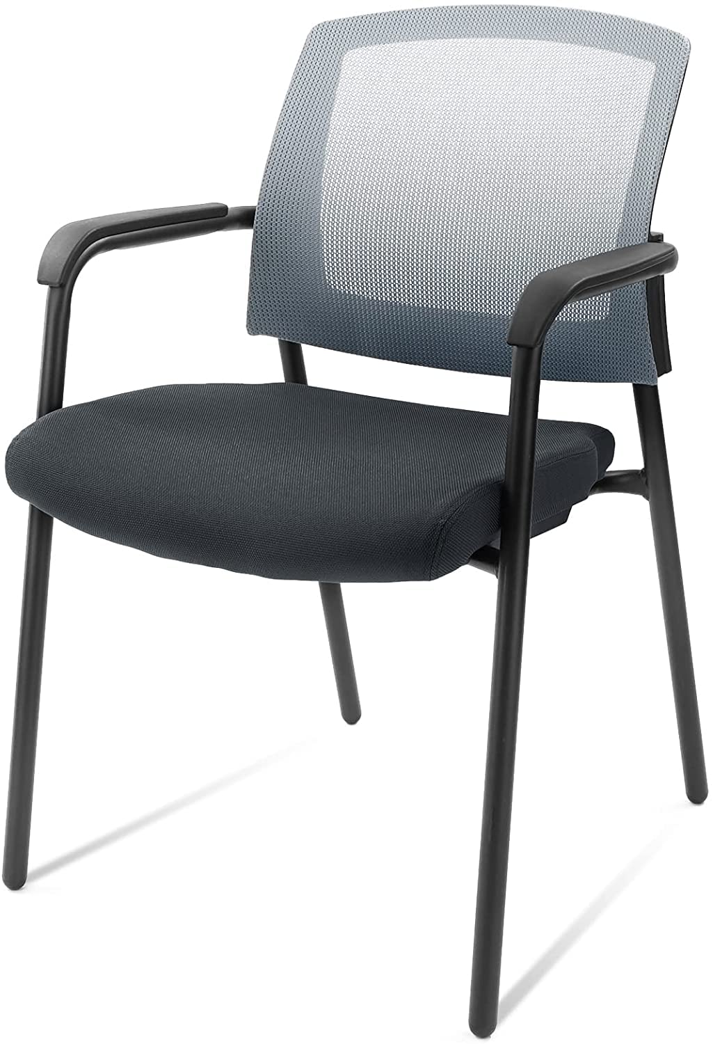 Clatina Ergonomic Mesh Guest Chair with Arms - Stackable Office Chair for Home, Waiting Room, Lobby & Conference - Breathable Back Support, No Wheels (Alba Gray, 2-Pack) - Perfect for Reception Areas, Meeting Rooms & Small Office Spaces