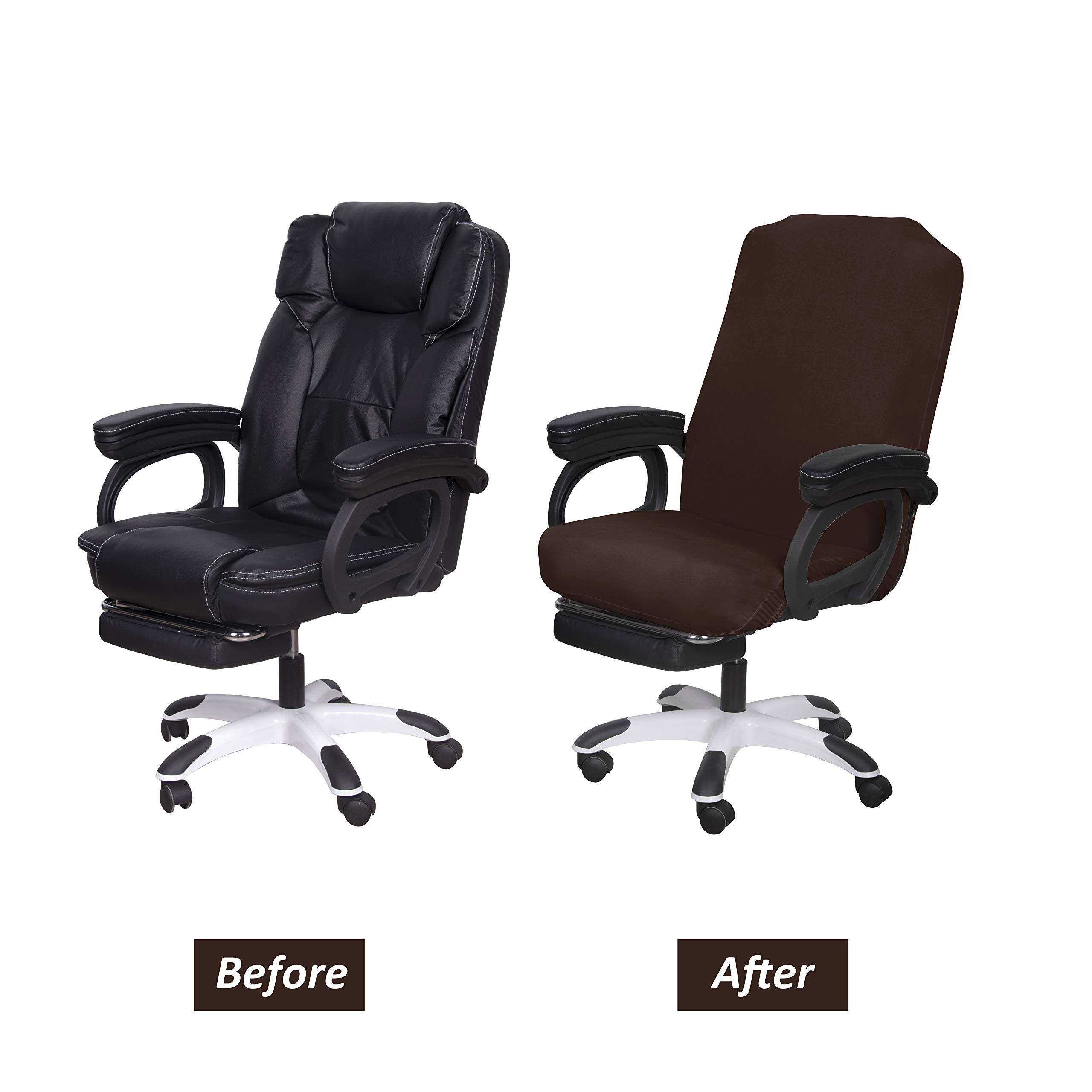 SARAFLORA Office Chair Cover - Medium Size, Brown - Universal Removable Washable Chair Protector with Zipper for Desk Chairs, Computer Chairs & Rotating Chairs - Pet-Friendly Seat Cover for Home Office & Workspace