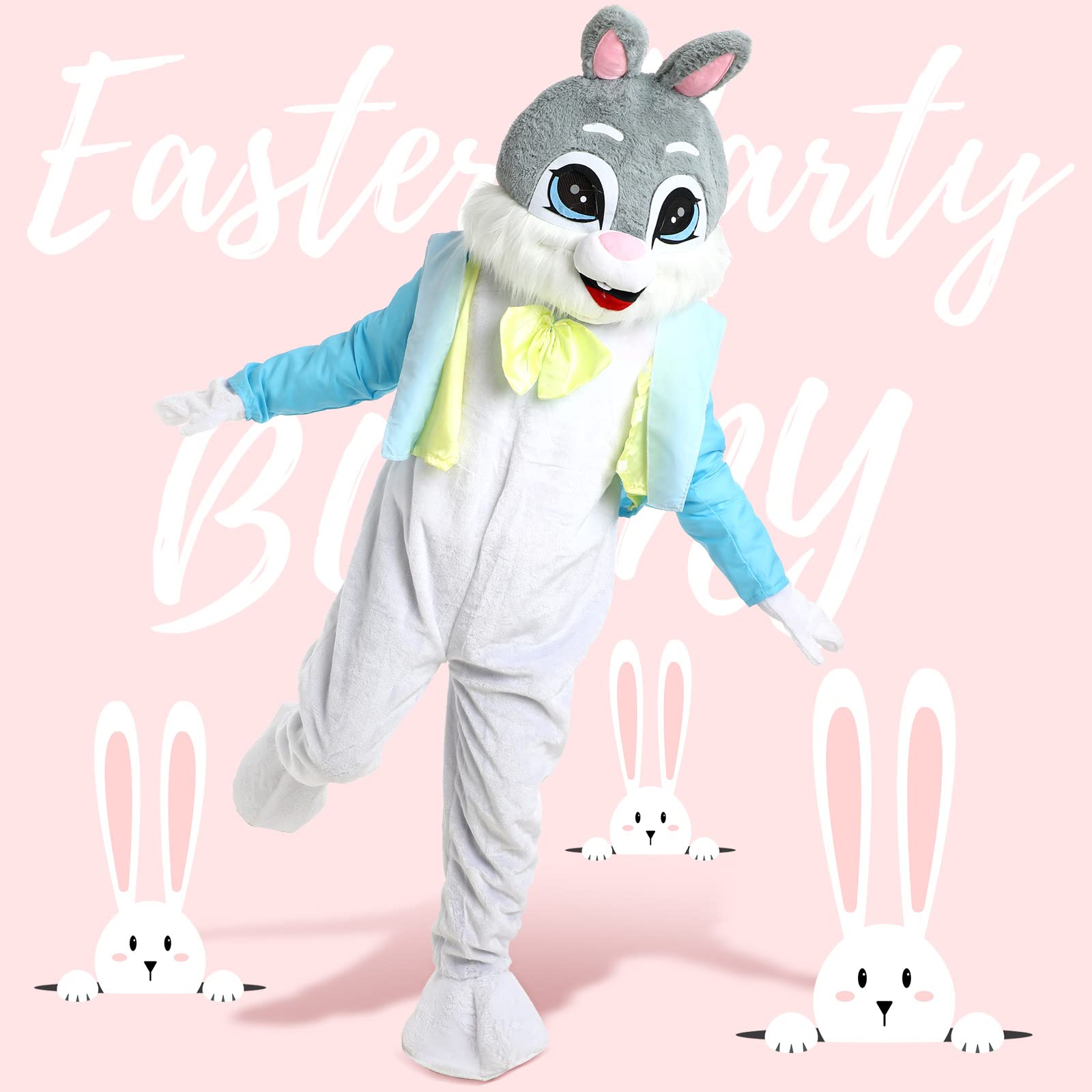 Patelai Adult Easter Bunny Costume - Plus Size Plush Rabbit Outfit for Men & Women | Easter Party, Cosplay, Mascot, Holiday Celebration