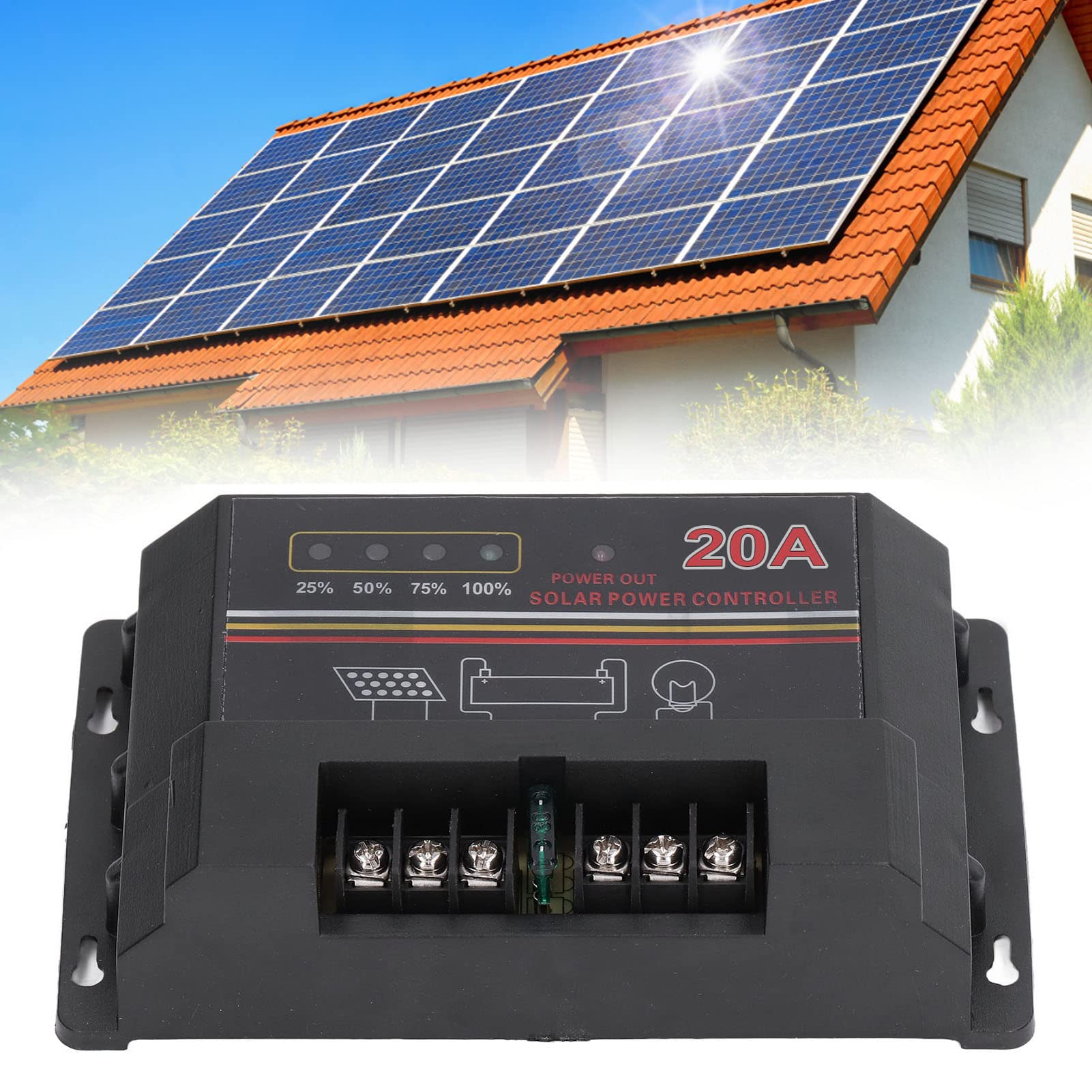 20A 12V Solar Charge Controller with High-Speed CPU - Automatic Identification, Multiple Protections & Data Transmission for RV, Boat, Off-Grid Systems