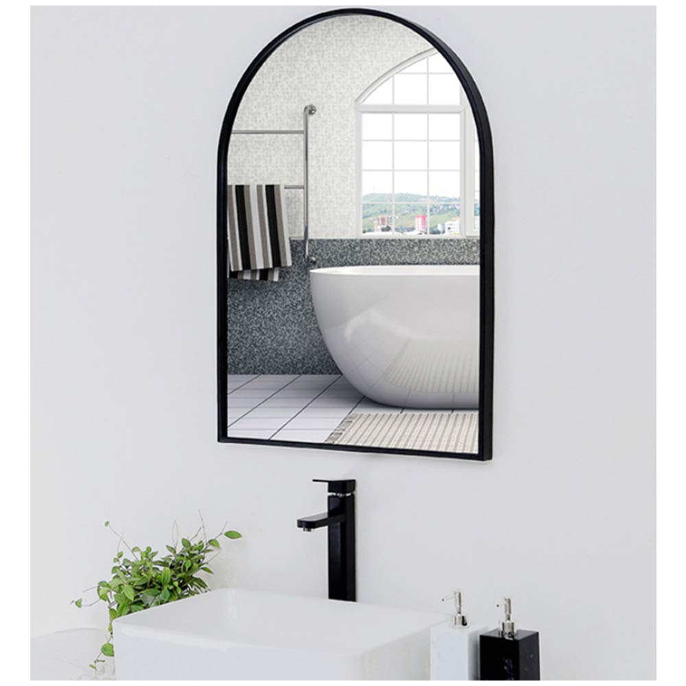 Y&J Large Arched Wall Mirror 50x80cm (19.7x31.5in) - Decorative Metal Iron Frame Bathroom Makeup Mirror for Bedroom, Living Room, Hotel & Beauty Salon - Perfect for Vanity Dressing & Home Decor