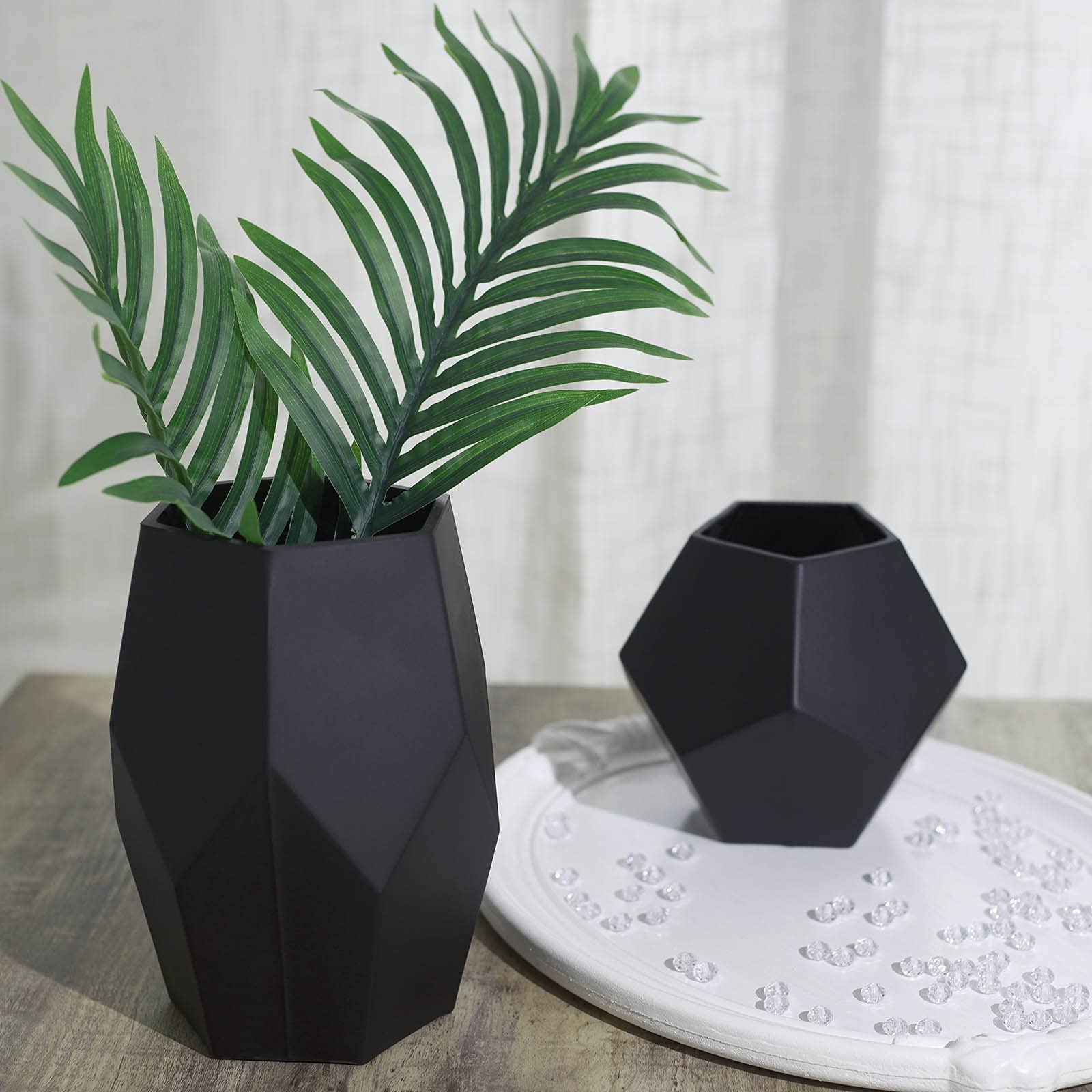 2 Pack Modern Glass Flower Vases - Geometric Art Decor for Home, Living Room, Kitchen, Wedding & Office Centerpiece - Perfect for Displaying Fresh Flowers, Candles or as Elegant Table Decor