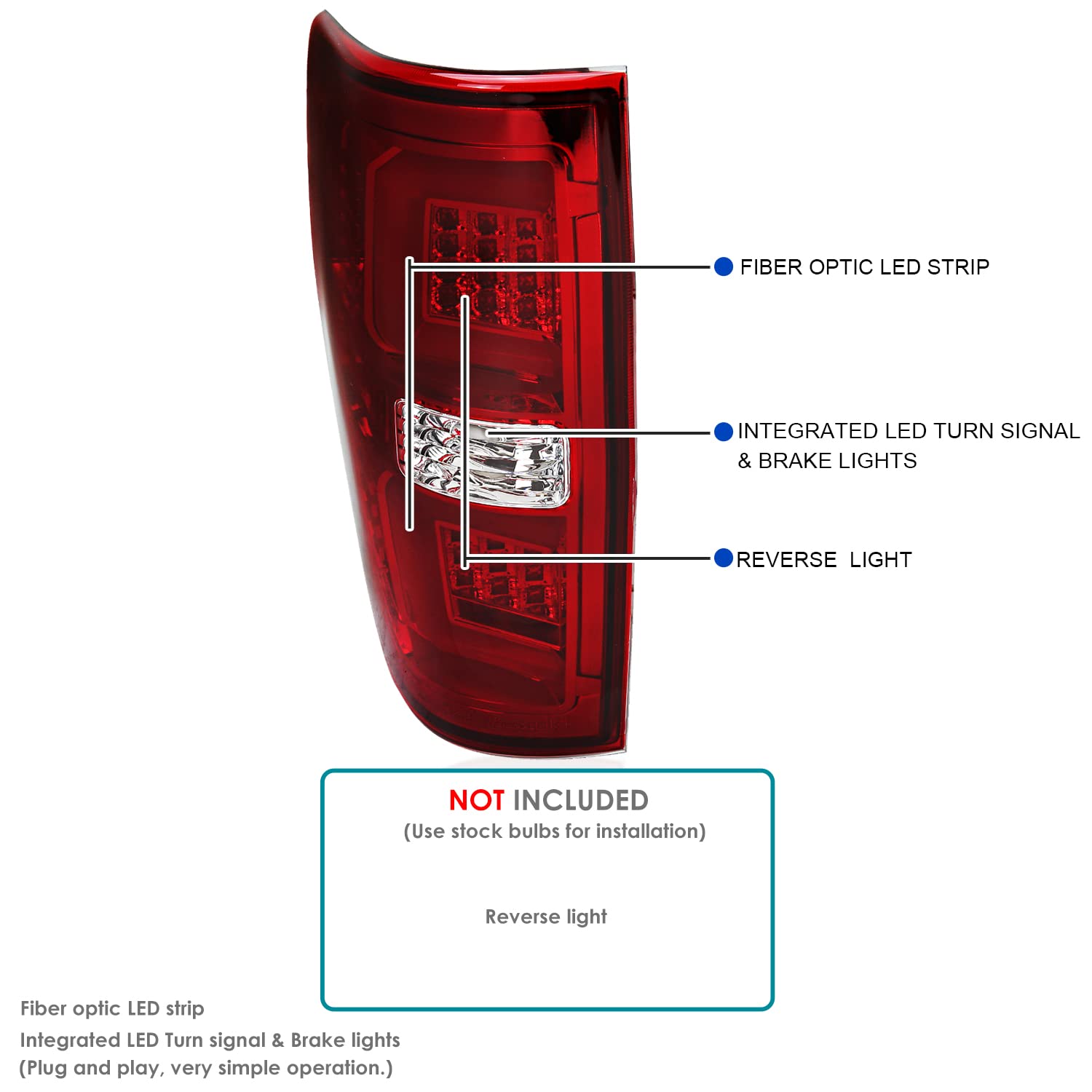 Spec-D Tuning Red LED Tail Lights with Light Bar for 2009-2014 Ford F150 - Left & Right Pair Assembly - Upgrade Your Truck's Style & Visibility for Night Driving & Custom Look