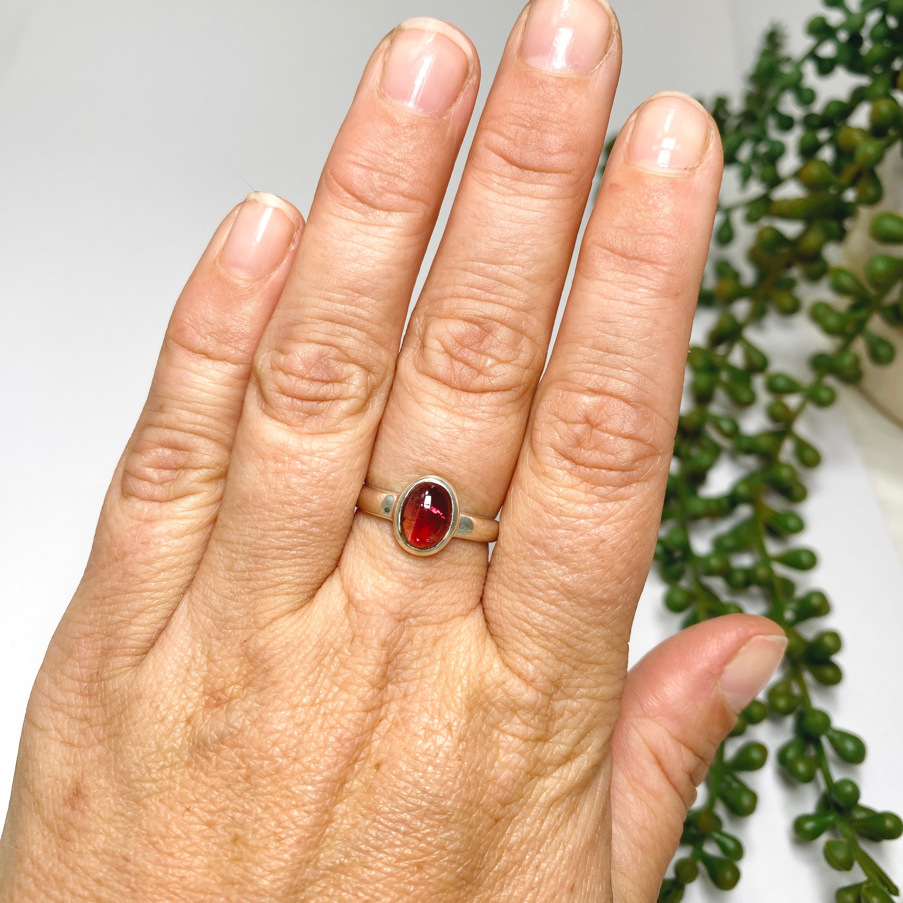 Pink Tourmaline Oval Cabochon Ring - Size 7.5 - PRGJ734 - Elegant Jewelry for Women, Perfect for Weddings, Parties & Special Occasions