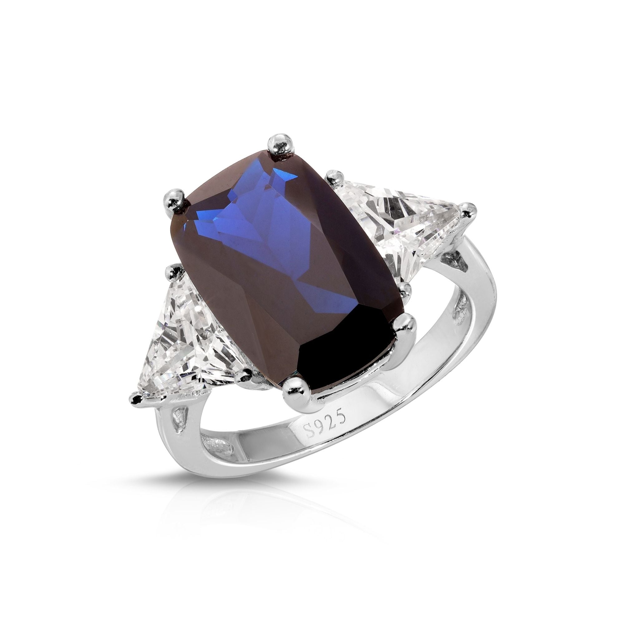 Exquisite Sapphire Baguette Ring for Women - 14K Gold Plated Elegant Stackable Band - Perfect for Engagement, Anniversary & Everyday Wear