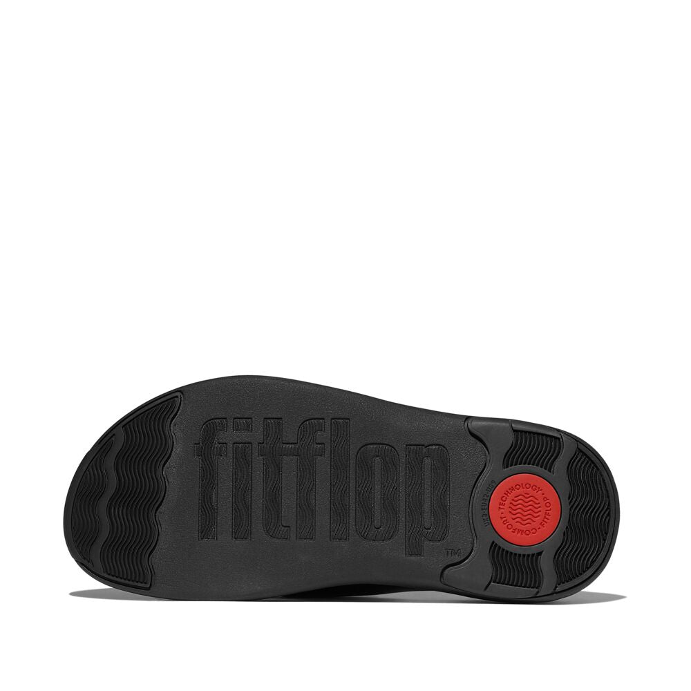 FitFlop Men's F-Mode Go Sandals - All Black | Comfortable Walking & Beach Shoes for Summer Outdoor Activities