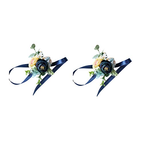 Navy Wrist Corsage X2