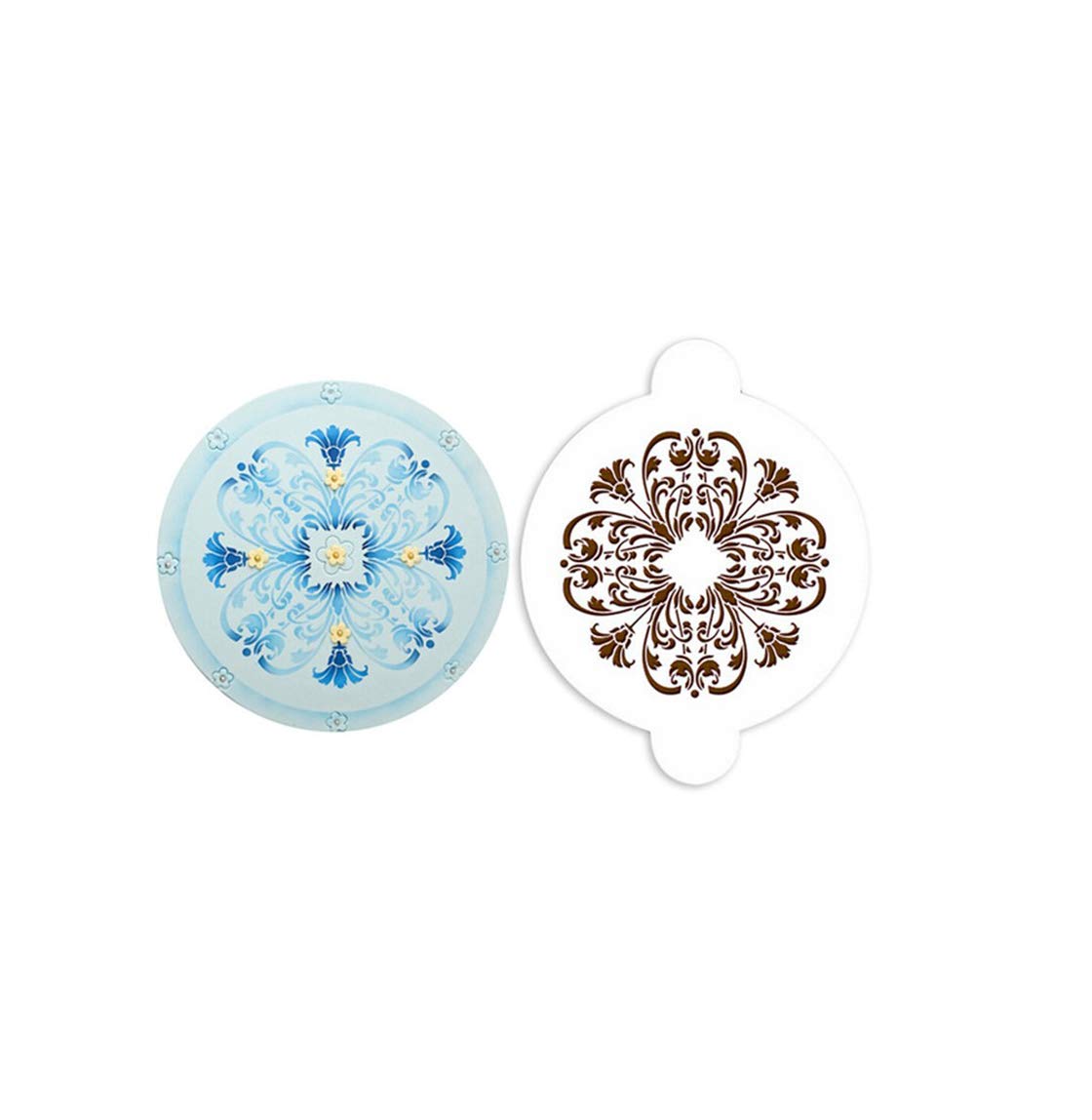 Round Flower Cake Stencil - Nema Decorating Topper for Wedding, Birthday & Party Desserts - Floral Design Template for Baking & Cake Decorating