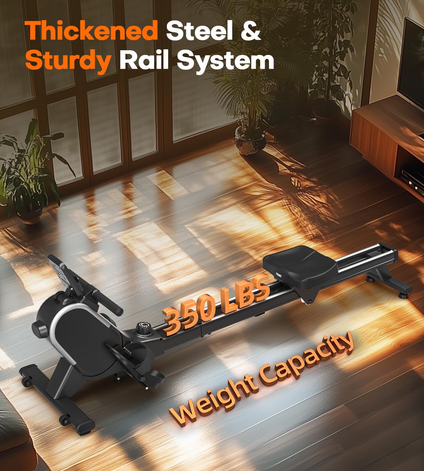 MOSUNY Magnetic Rowing Machine for Home - 350 LB Weight Capacity, 16-Level Resistance, Dual Slide Rail System with Bluetooth & App Connectivity - Perfect for Home Gym, Cardio Workouts & Full-Body Training (2025 Model)