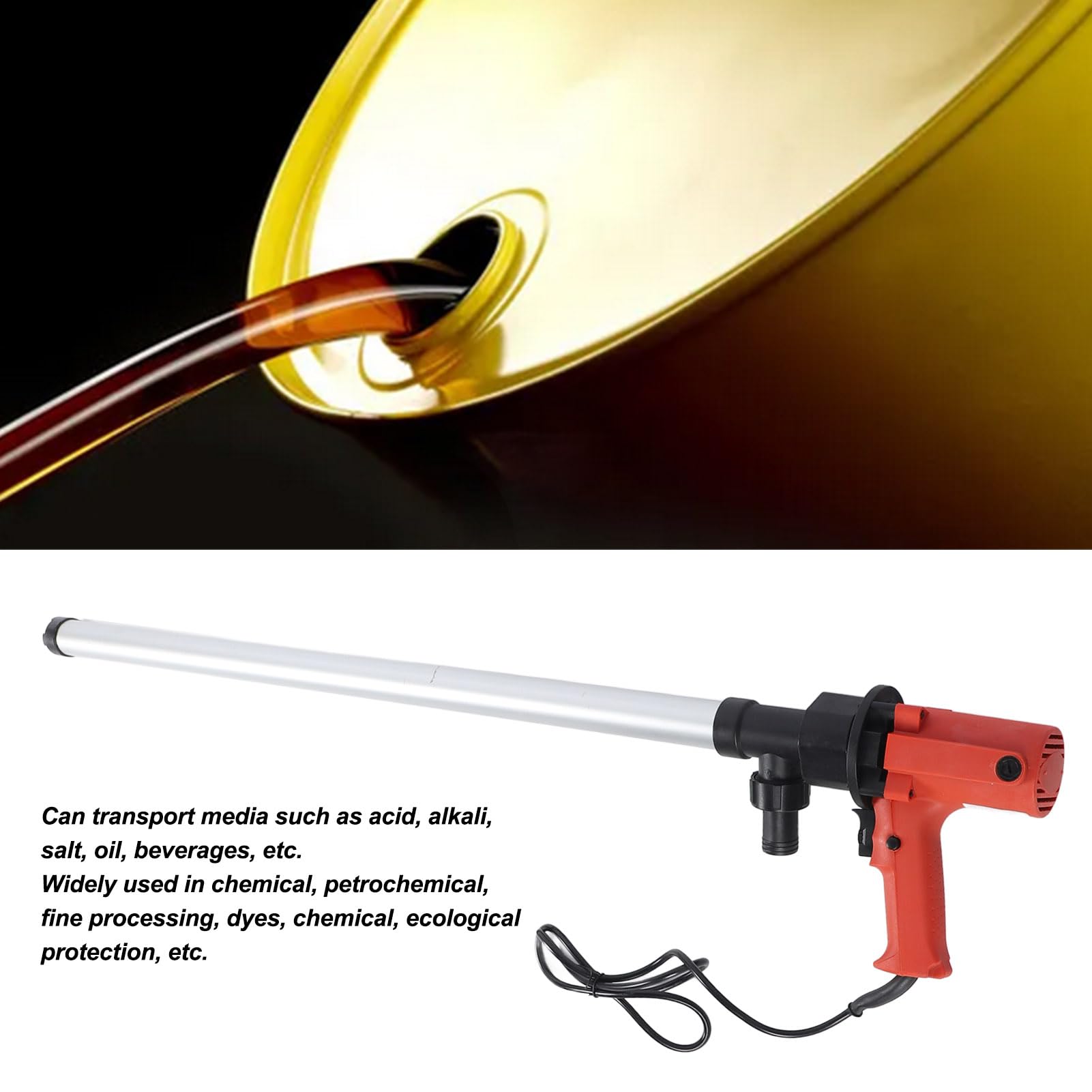 Electric Drum Pump 8000RPM 60-80LPM - Heavy Duty Oil Transfer Pump for 200L 220L Standard Barrels - Telescoping Design for Water & Oil - US Plug 110V - Perfect for Garages, Repair Shops & DIY Projects - Transfer Fluids Quickly & Safely in Industrial or Home Settings