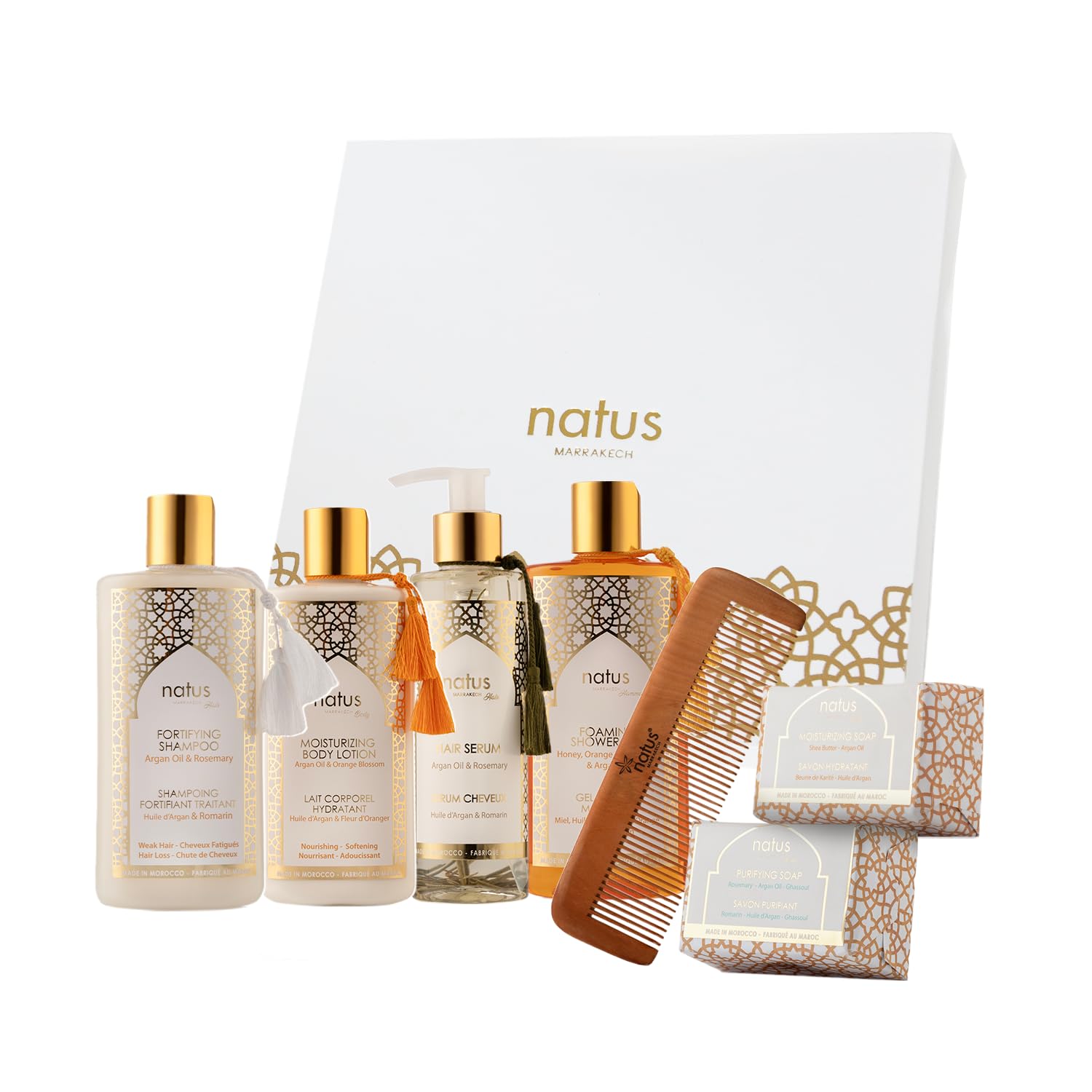 Organic Argan Oil Beauty Set for Women - Shampoo, Conditioner, Body Wash, Hair Serum & Lotion - Vegan & Cruelty-Free Skincare & Haircare Gift Set - Perfect for Dry Skin, Frizzy Hair & Daily Moisturizing Routine