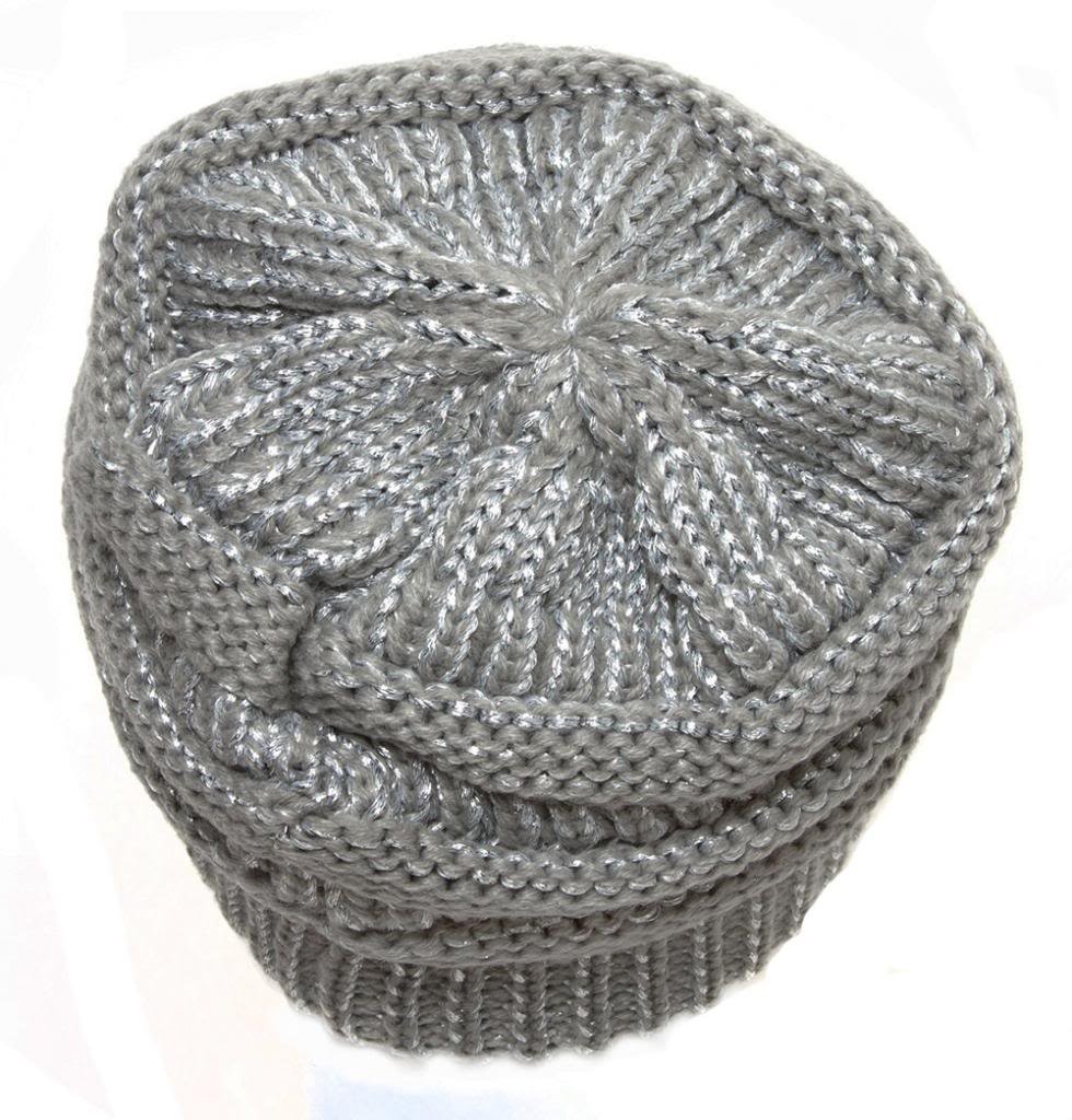 Metallic Silver Thick Knit Soft Stretch Beanie Cap - Warm Winter Hat for Men & Women - Perfect for Skiing, Snowboarding & Outdoor Activities