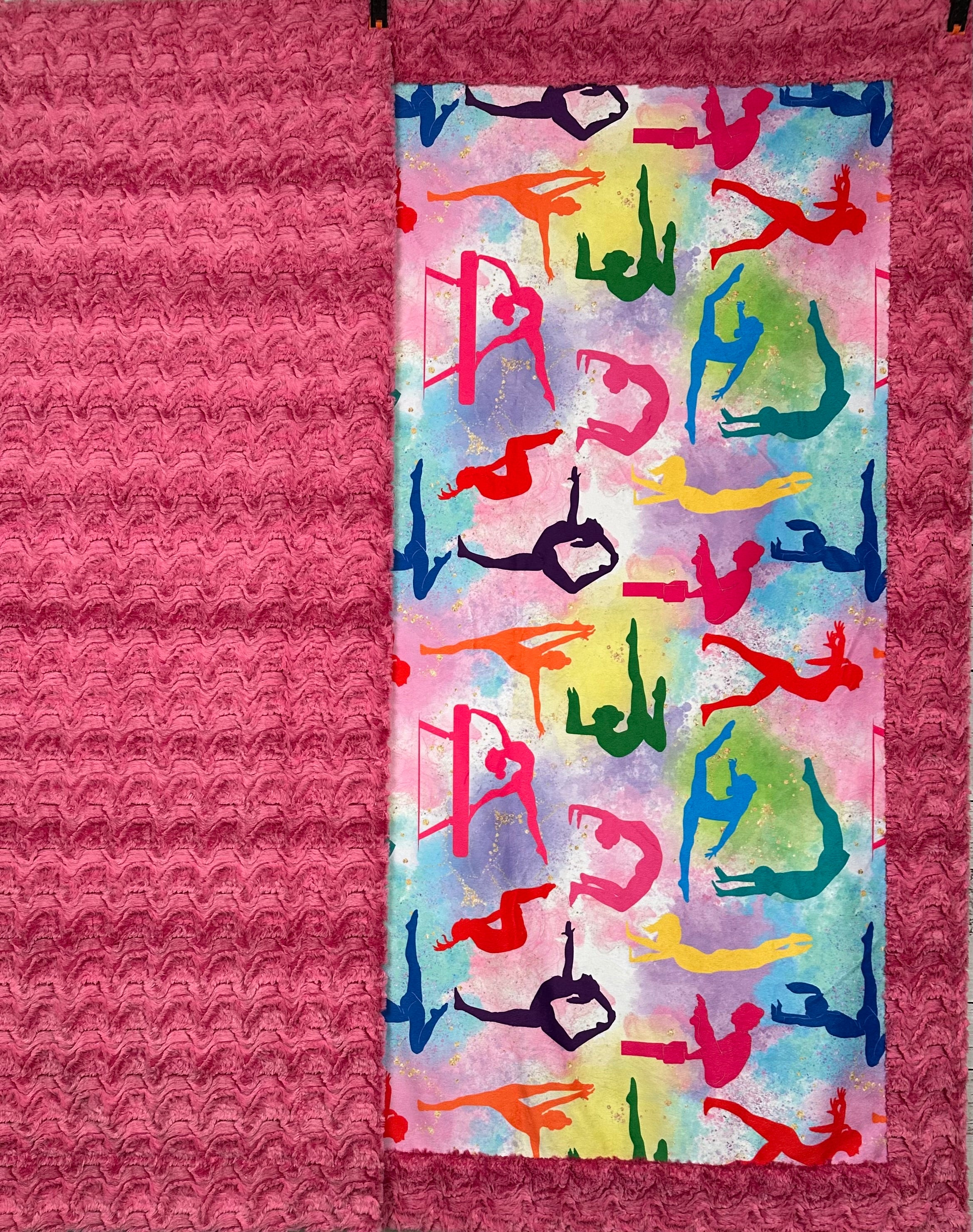 Paloma Pink Luxe Large 55x79 Minky Blanket for Gymnastics - Soft & Cozy Throw Blanket for Training, Competitions, and Home Comfort