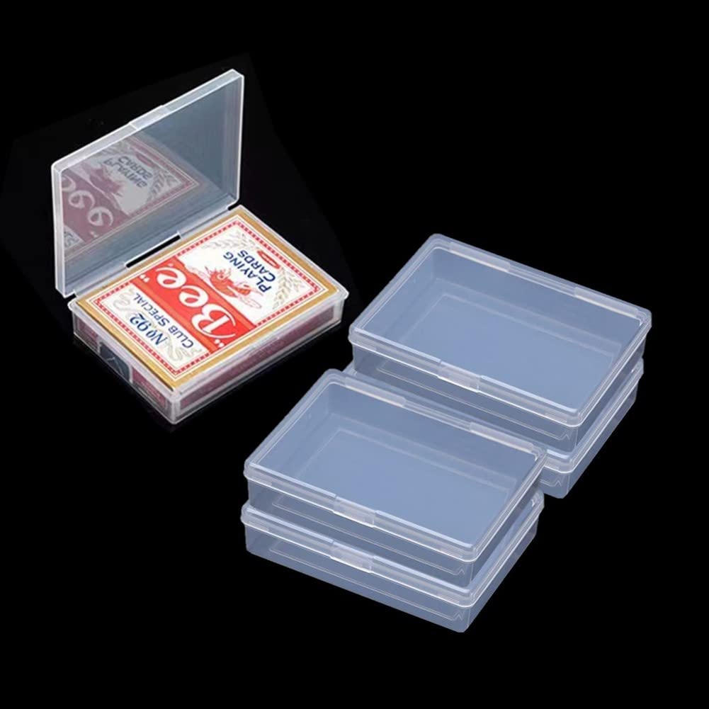 4PCS Clear Plastic Playing Card Deck Cases - Snap Close Card Holder Organizer for Trading, Gaming & Collectible Cards - Empty Storage Box (No Cards Included) - Perfect for MTG, Pokemon & Board Game Card Protection