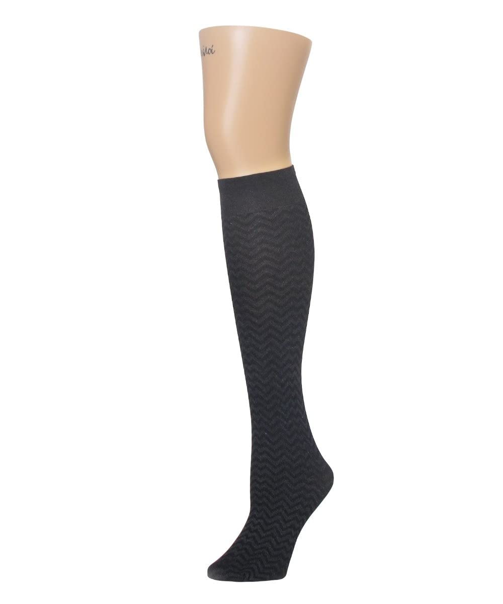 MeMoi Women's Knee High Socks - Opaque Horizontal Striped Design for Fall/Winter - Perfect for Boots, Office Wear & Casual Outfits