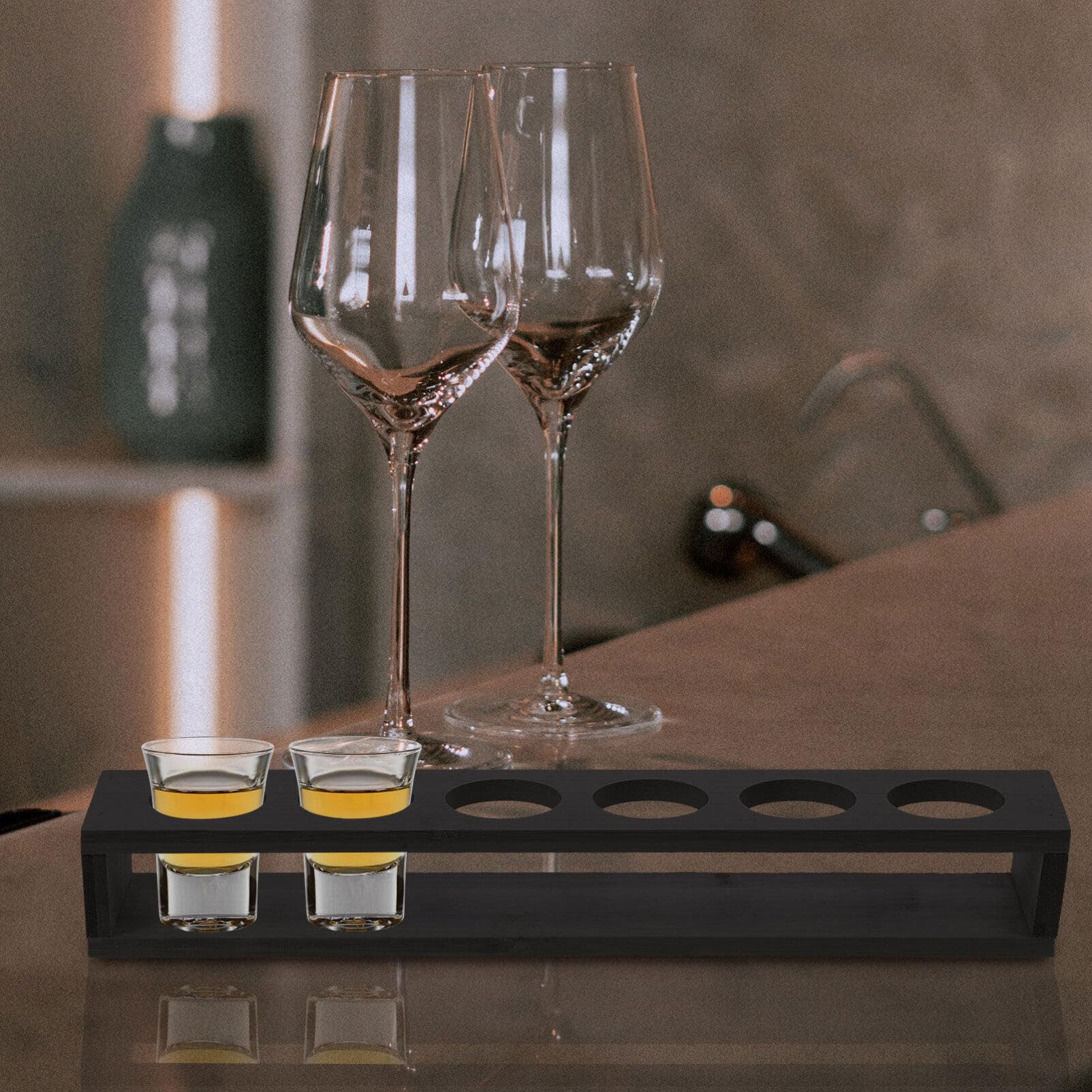 Wooden Shot Glass Holder & Wine Cup Tray - Whiskey Glass Storage Organizer for Bar, Home, and Party Use