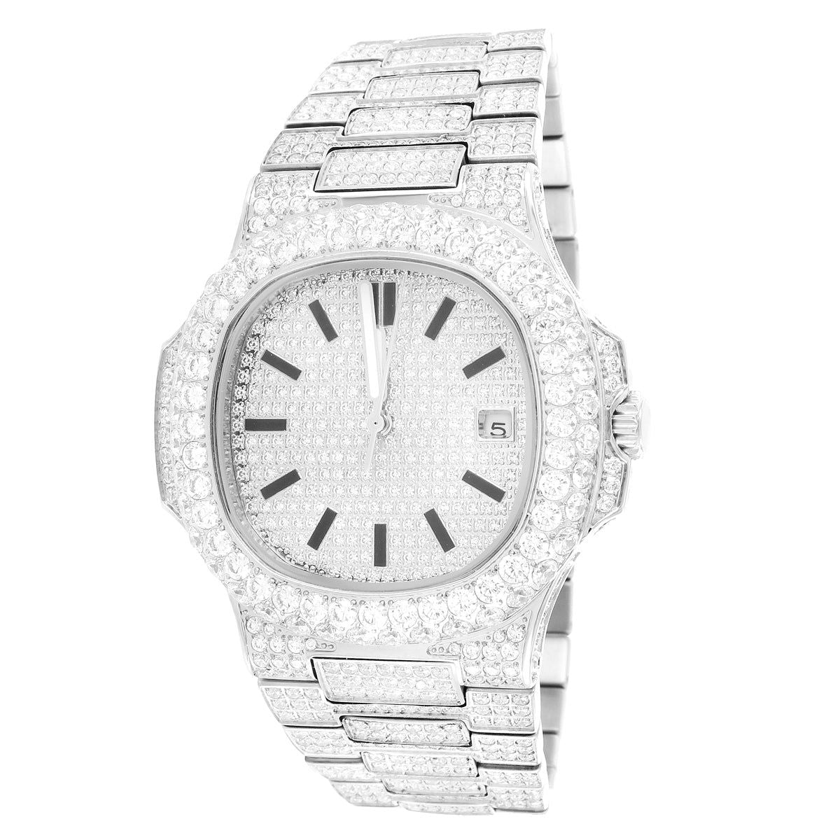 Luxury Men's Stainless Steel Solitaire Bezel Presidential Watch - Elegant Timepiece for Business, Formal Events & Gifting