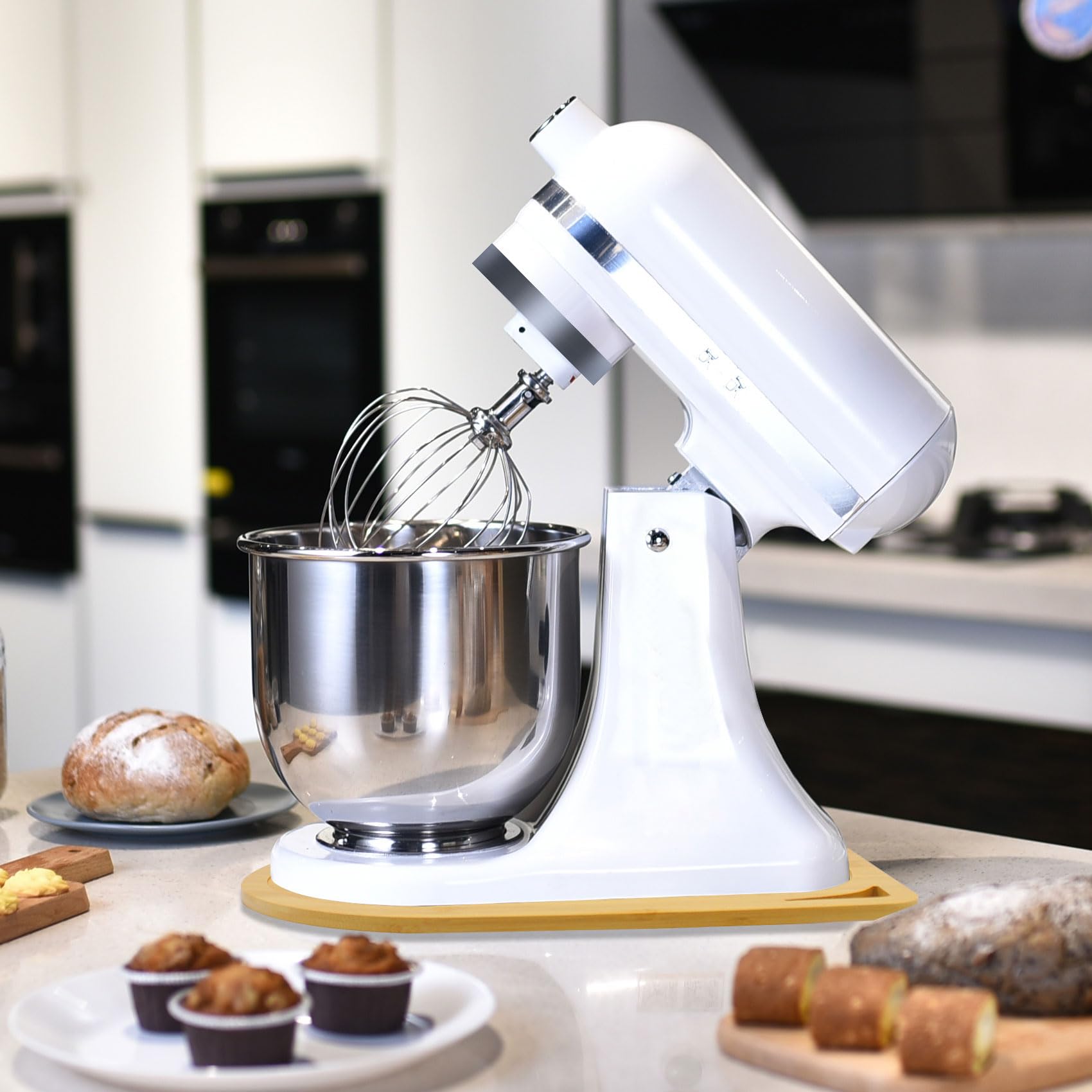 Bamboo Mixer Mat Slider for KitchenAid 4.5-5 Qt Stand Mixer - Non-Slip Countertop Storage Mover & Appliance Tray | Perfect for Baking, Cooking & Kitchen Organization