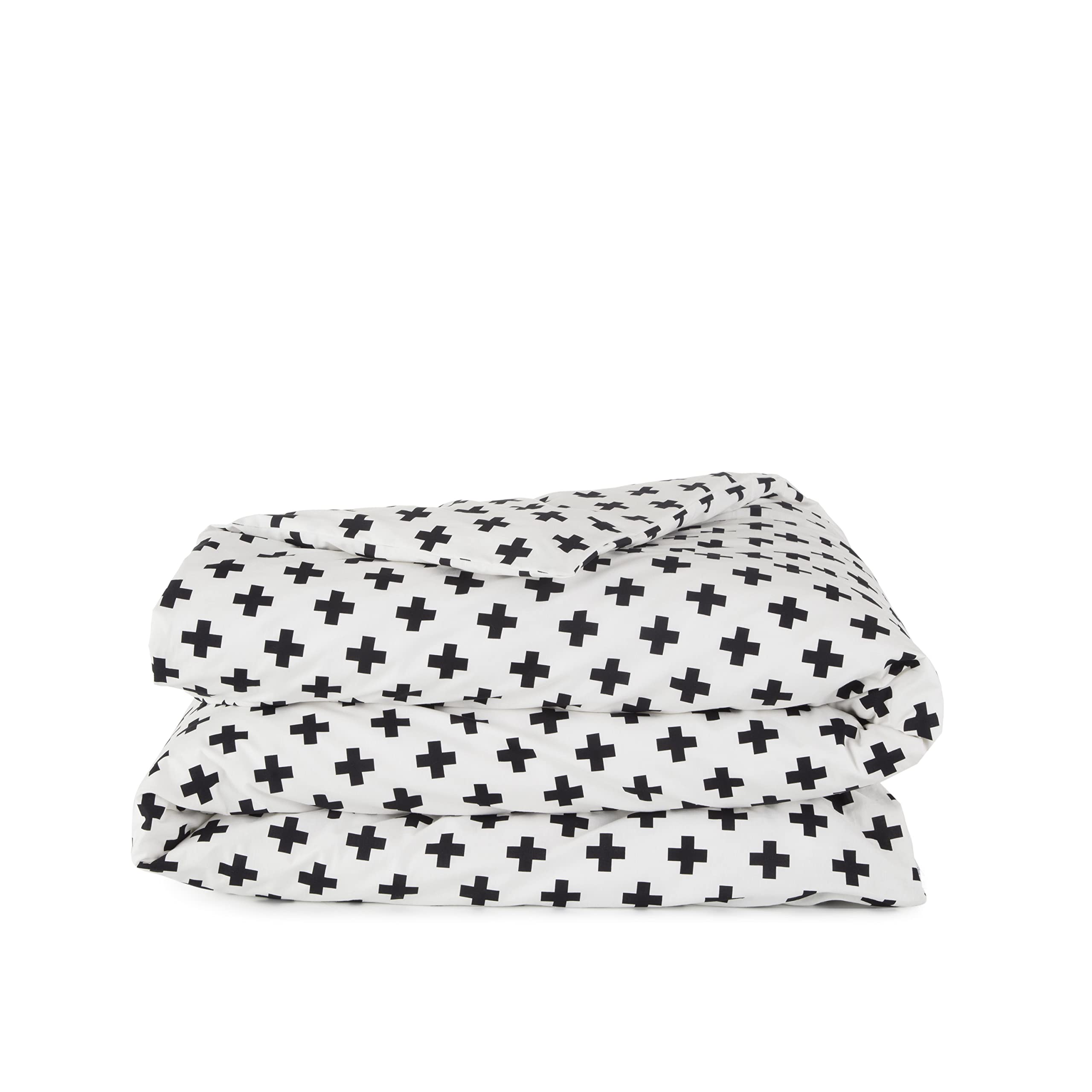 Umbria 144 Thread Count 100% Cotton Percale Printed Comforter Set - Soft, Cozy & Easy Care Geometric Pattern Bedding - Waverly White Full/Queen Size - Perfect for Modern Bedrooms & Guest Rooms