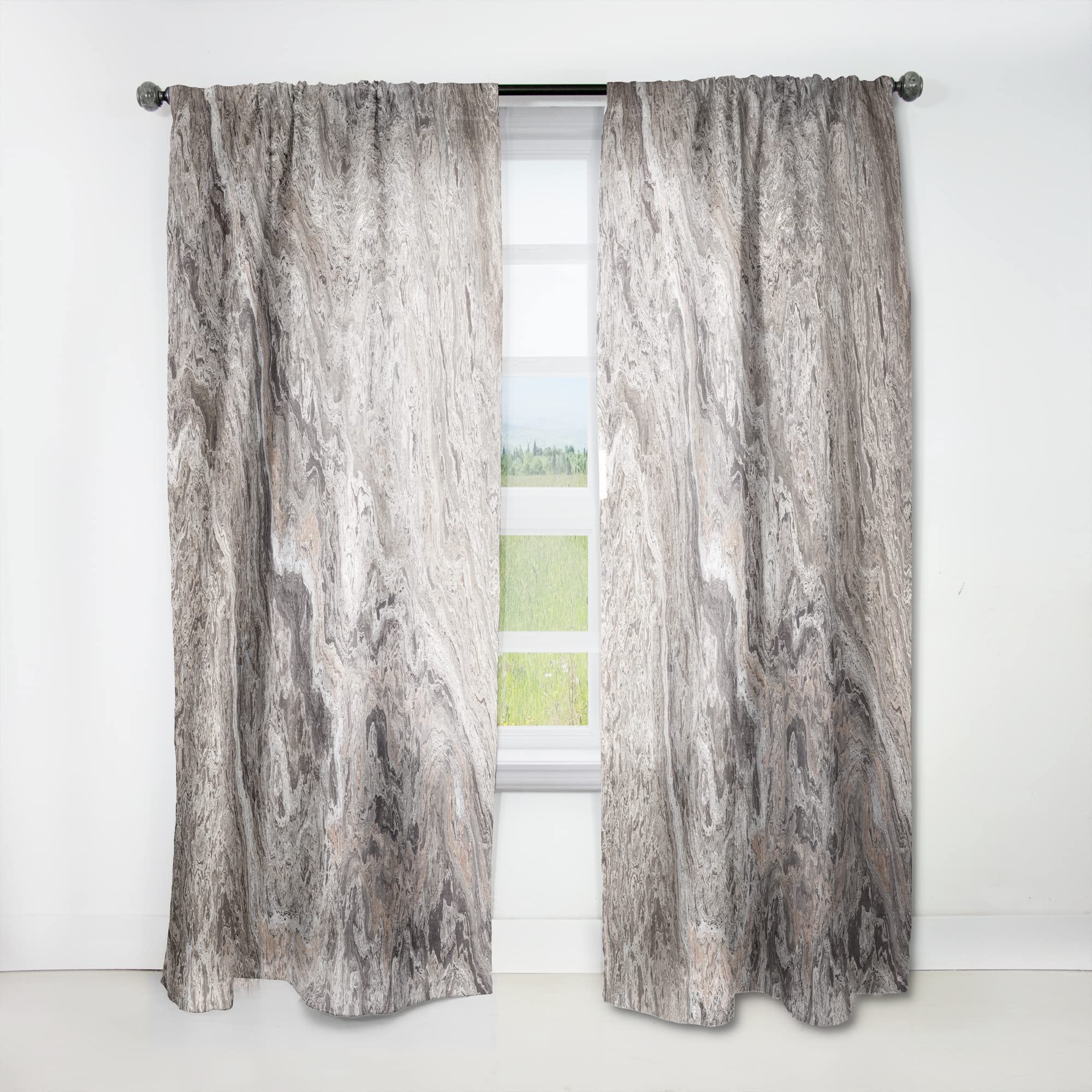 DesignQ Onyx Travertine Tile Thermal Insulated Curtains - Single Panel 52x90 Inches - Blackout Drapes for Bedroom & Living Room - Perfect for Home Decor, Privacy & Energy Efficiency