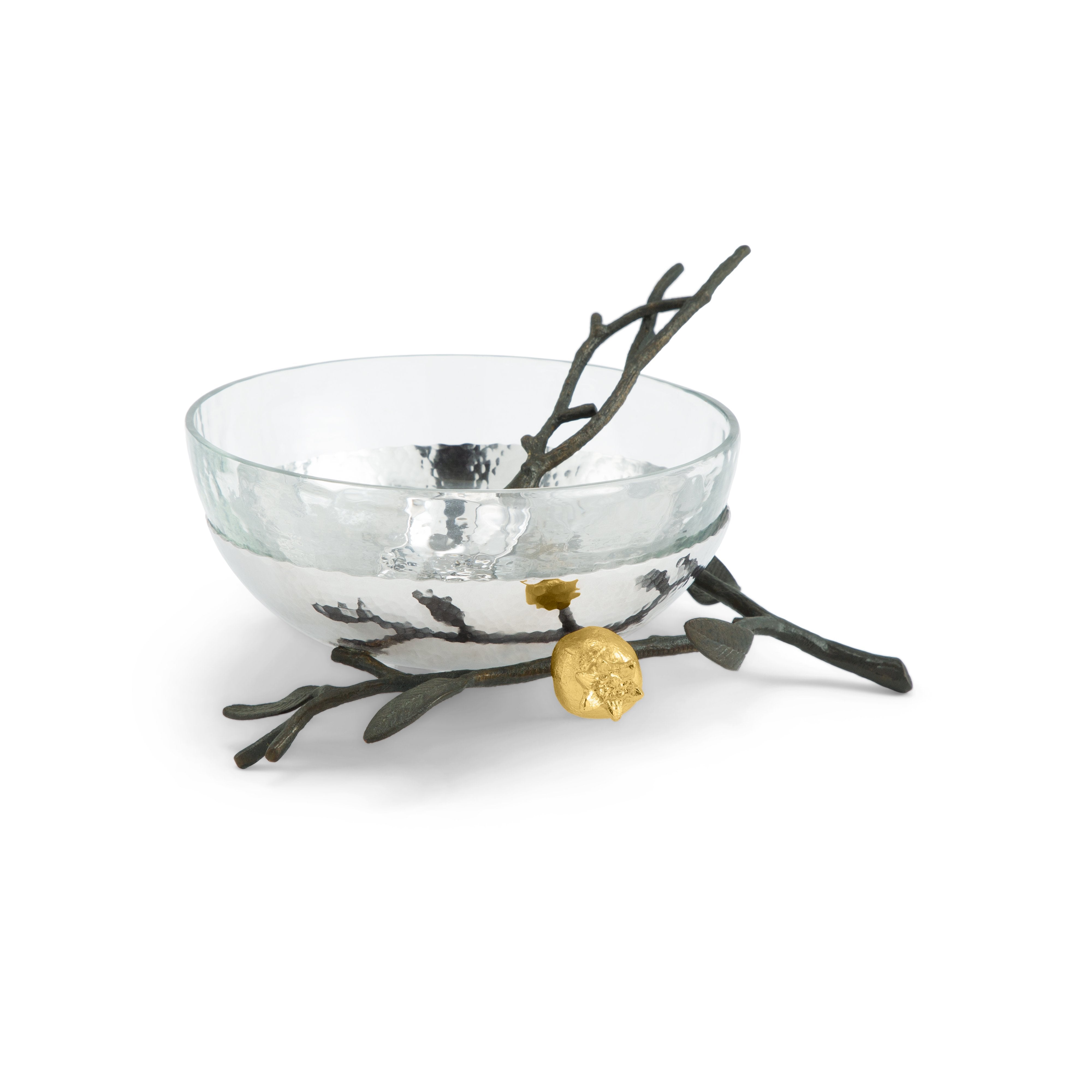 Premium Pomegranate Glass Bowl with Spoon - Elegant Serving Dish for Desserts, Salads & Snacks - Perfect for Parties, Dining & Home Decor